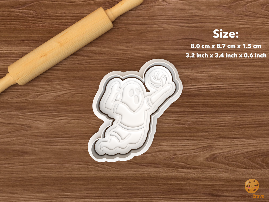 Halloween Volleyball Cookie Cutter Set STL File - single ghost volleyball player