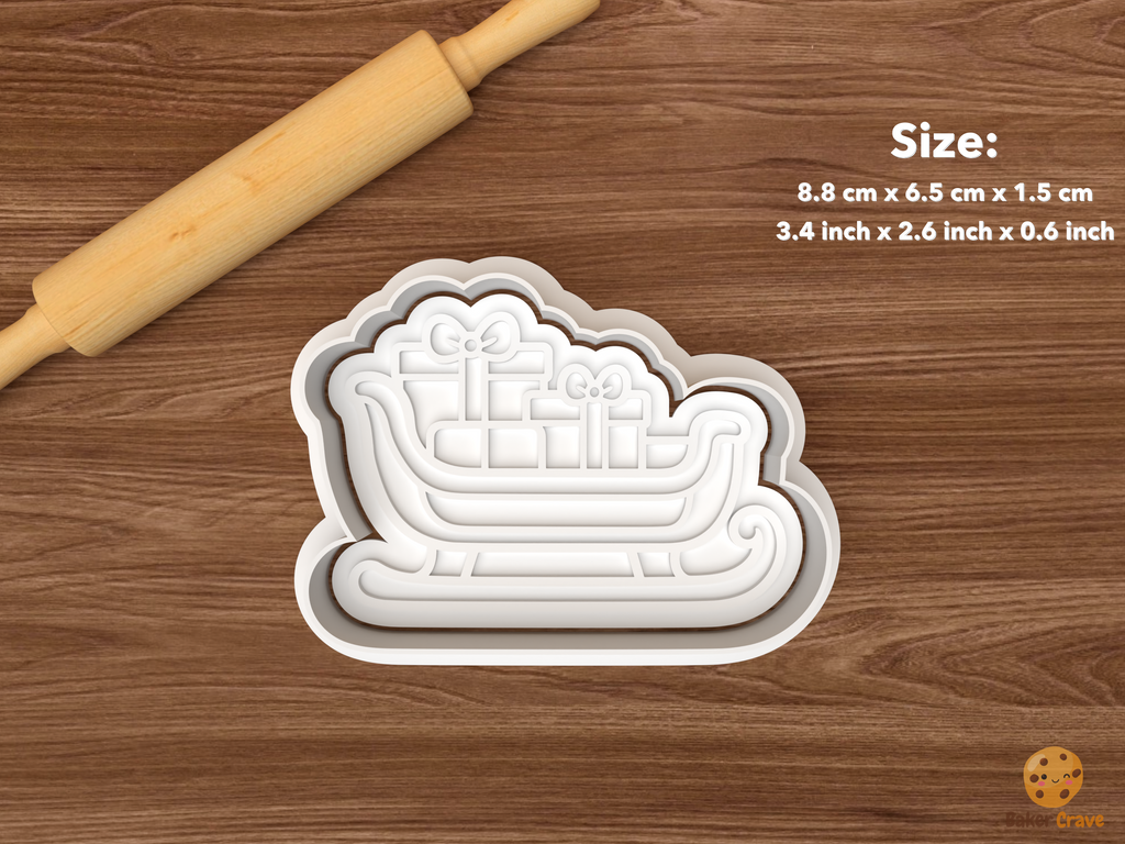 Christmas Sleigh Collection Cookie Cutter Set STL File - single gift filled sleigh