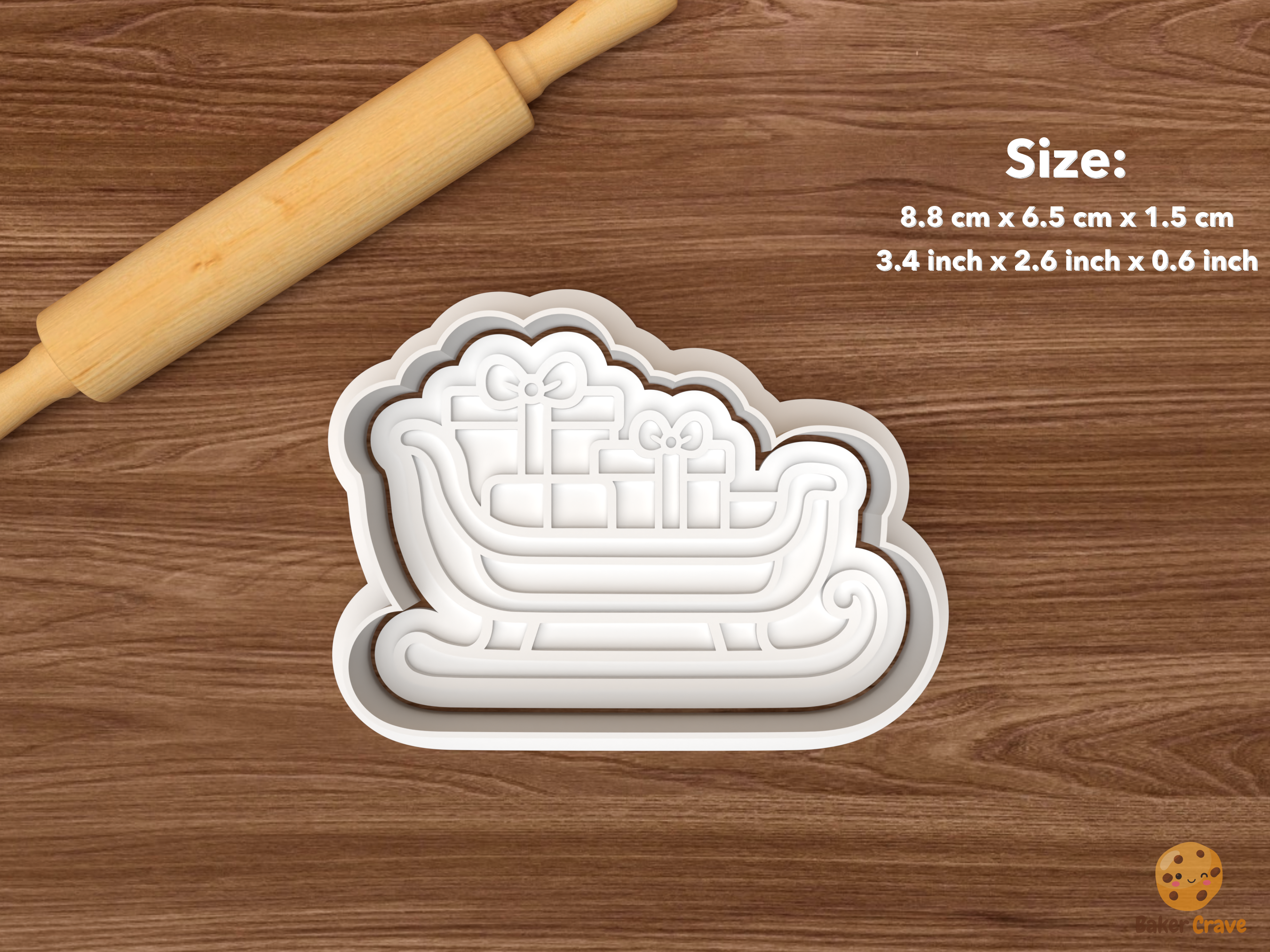 Christmas Sleigh Collection Cookie Cutter Set STL File - single gift filled sleigh