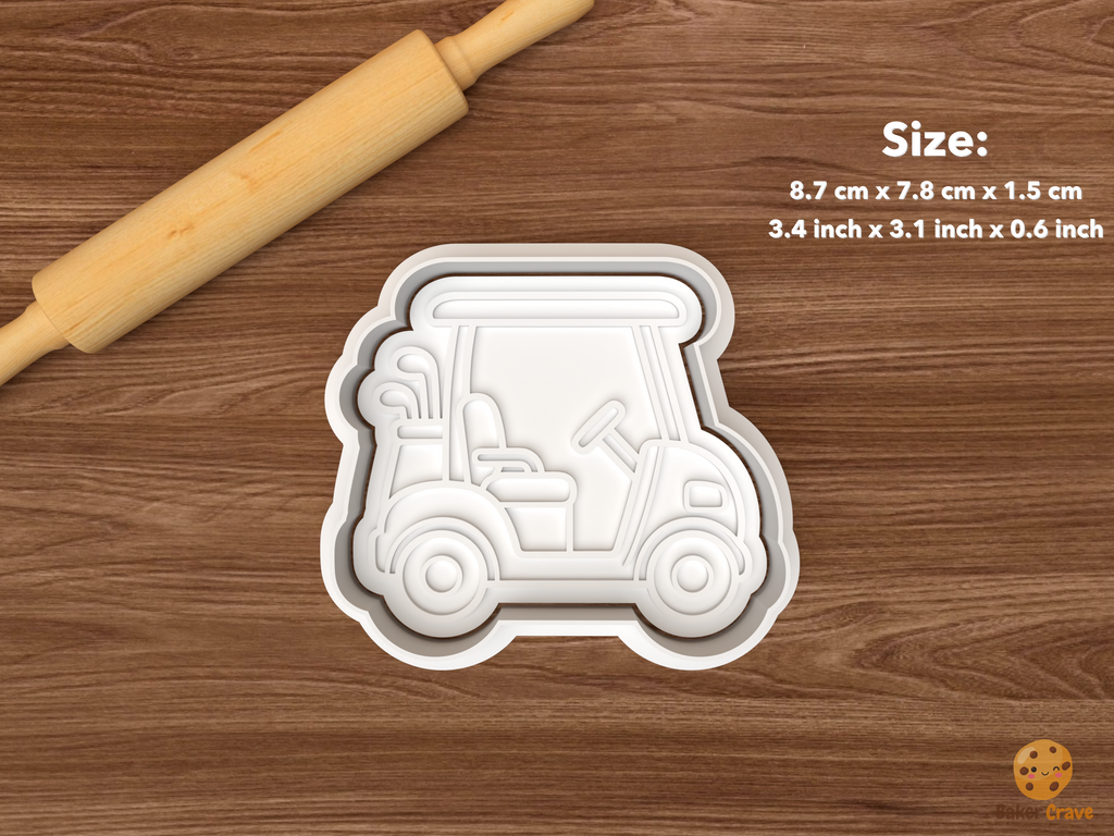 Golf First Birthday Cookie Cutter Set STL File - single golf cart