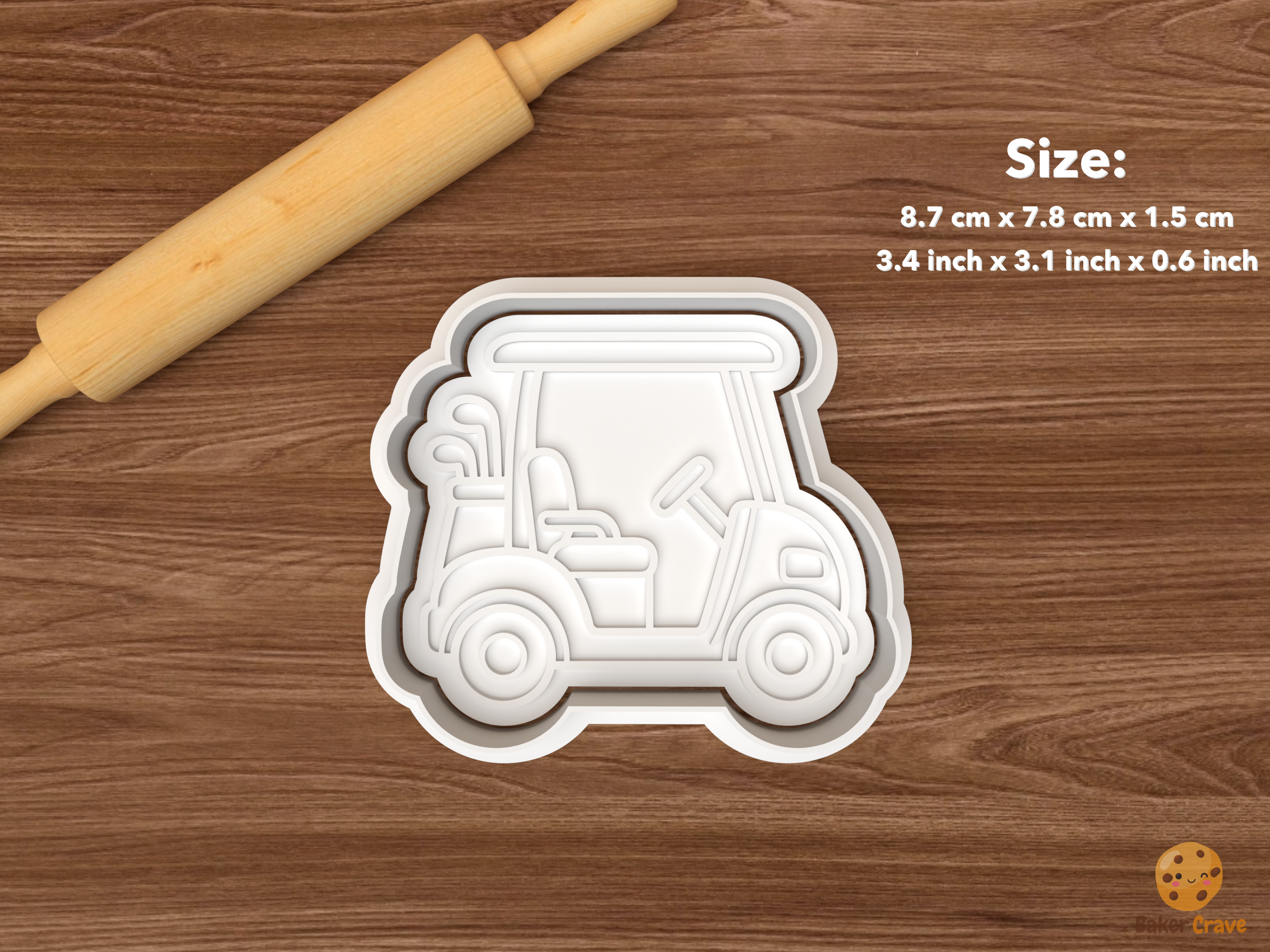 Golf First Birthday Cookie Cutter Set STL File - single golf cart