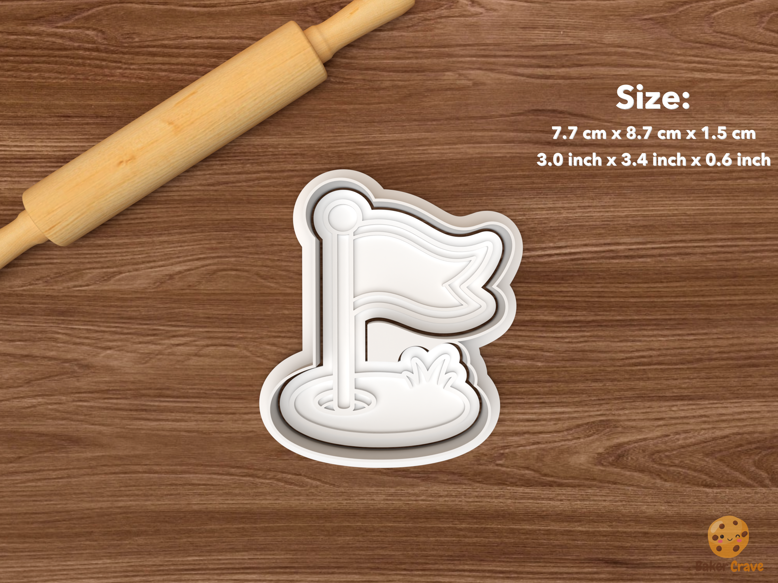 Golf First Birthday Cookie Cutter Set STL File - single golf flag