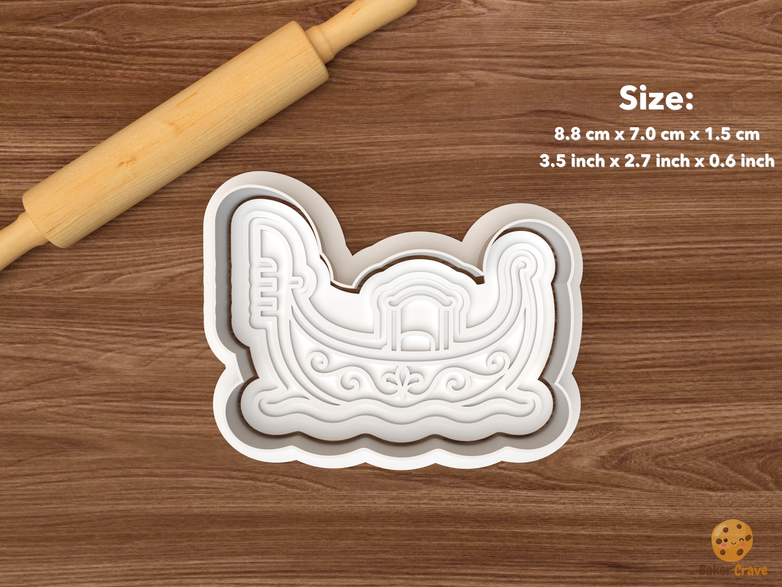 Venice Carnival Cookie Cutter Set STL File - single gondola