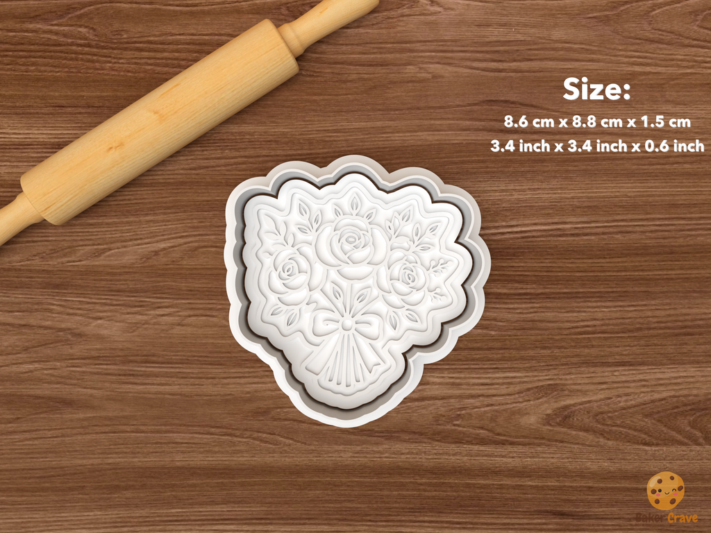 Gothic Bridal Shower Cookie Cutter Set STL File - single gothic rose bouquet