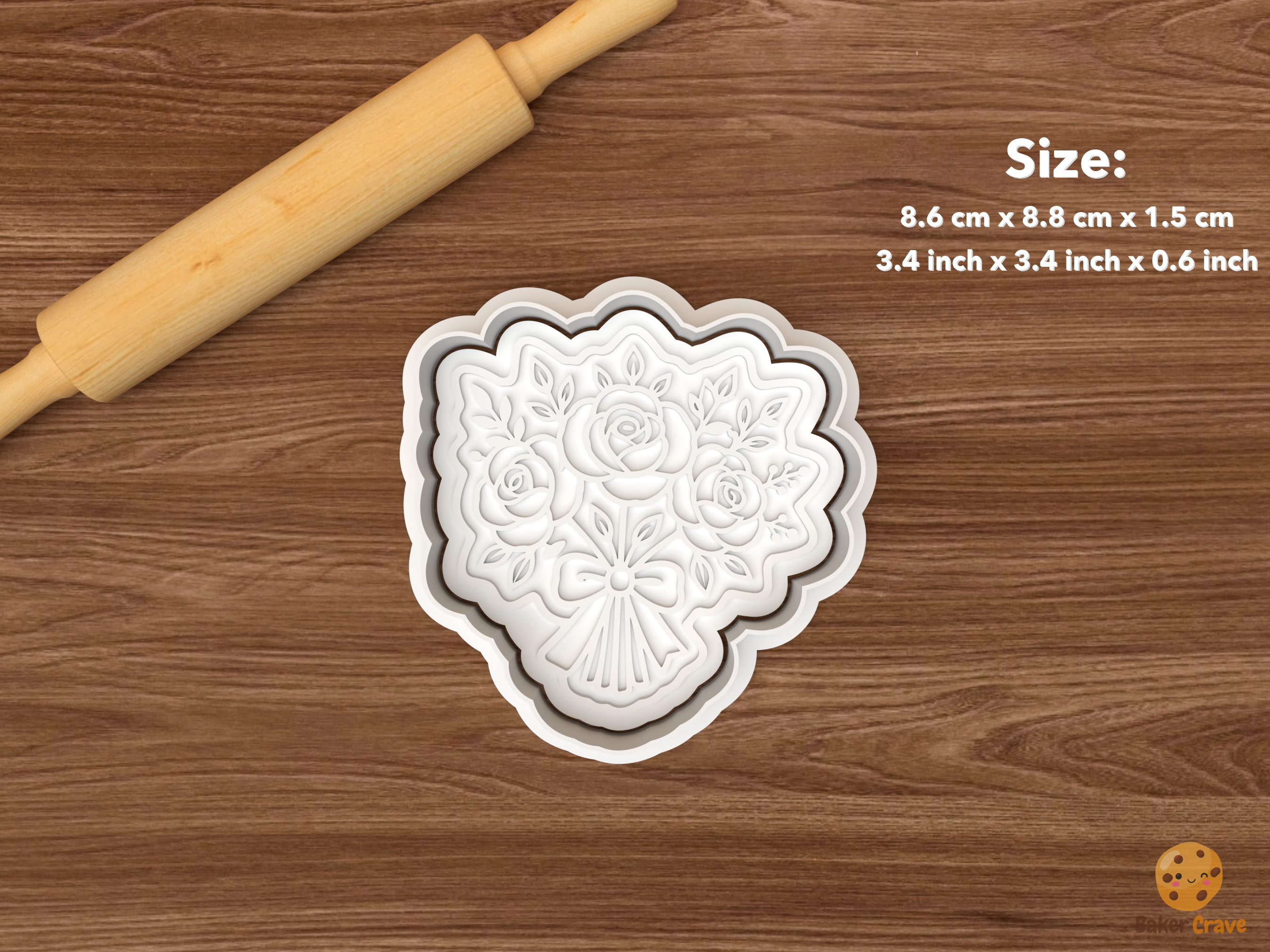 Gothic Bridal Shower Cookie Cutter Set STL File - single gothic rose bouquet