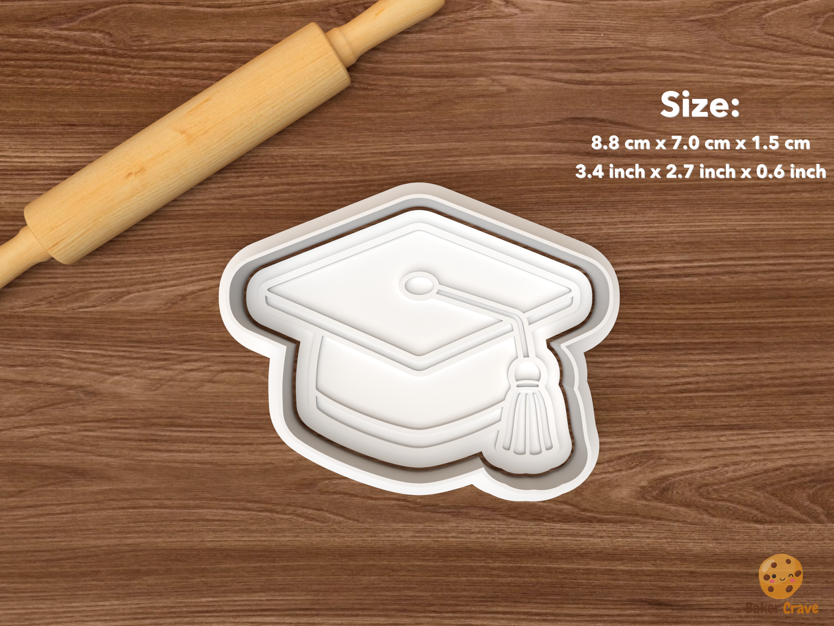 Congrats Grad Graduation Cookie Cutter Set STL File - single graduation cap