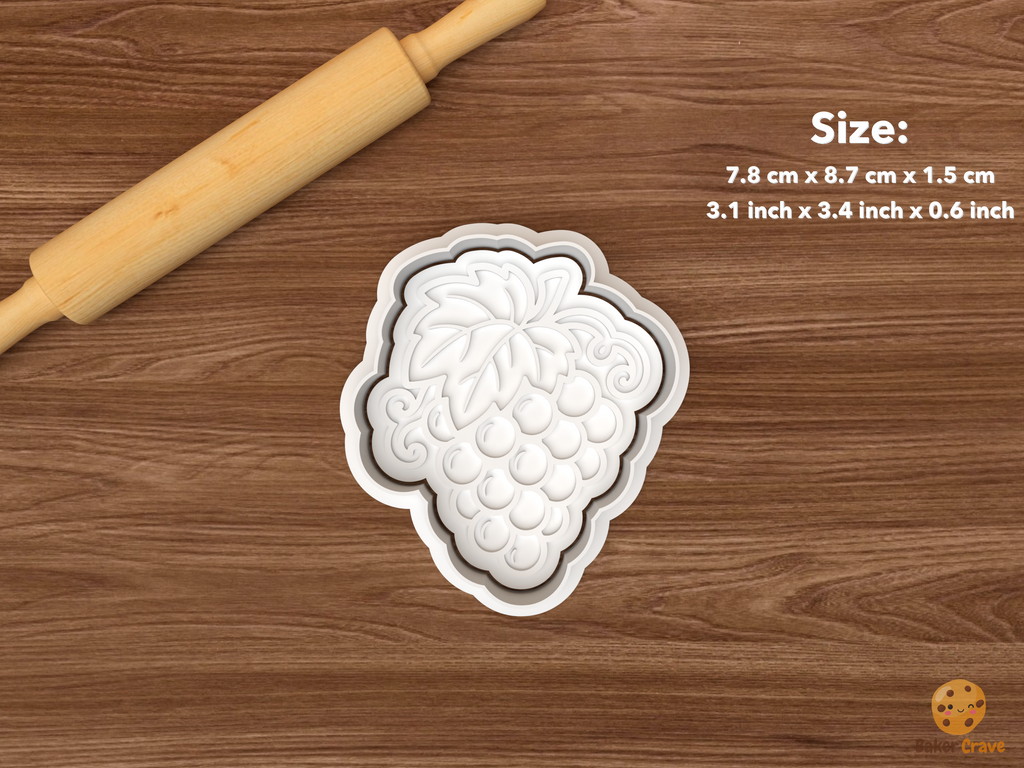 Berry Fruits Cookie Cutter Set STL File - single grape cluster