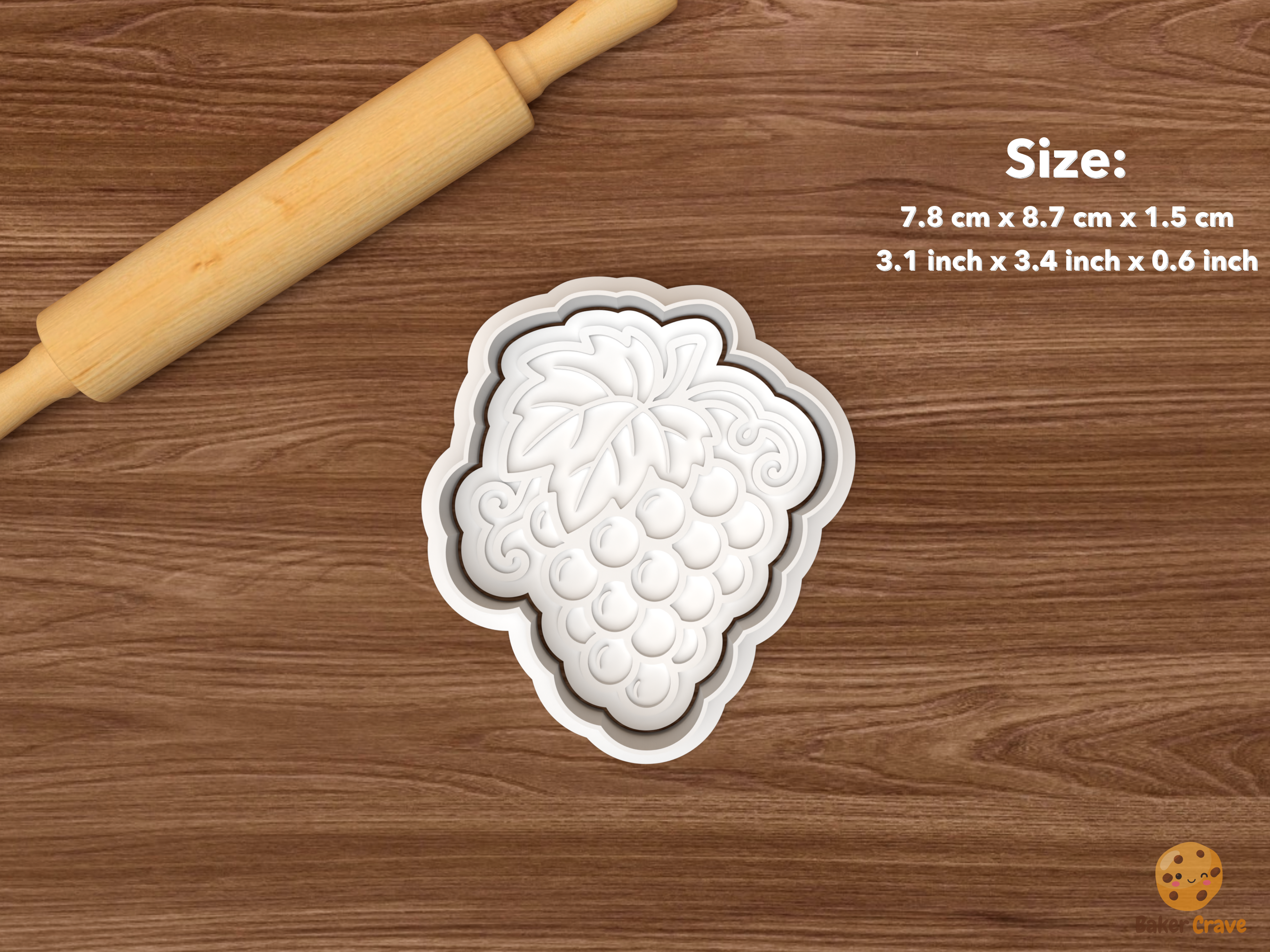 Berry Fruits Cookie Cutter Set STL File - single grape cluster