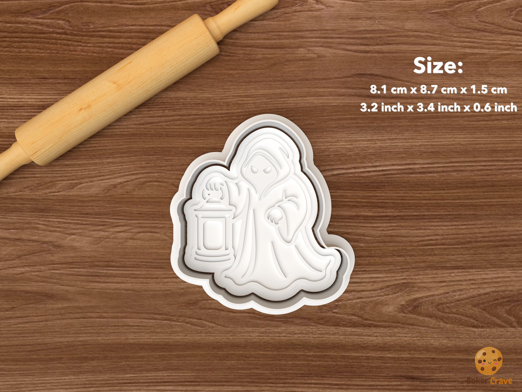 Halloween Grim Reaper Cookie Cutter Set STL File - single grim reaper with lantern