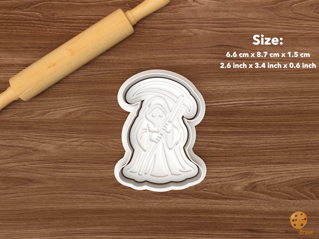 Halloween Grim Reaper Cookie Cutter Set STL File - single grim reaper with scythe