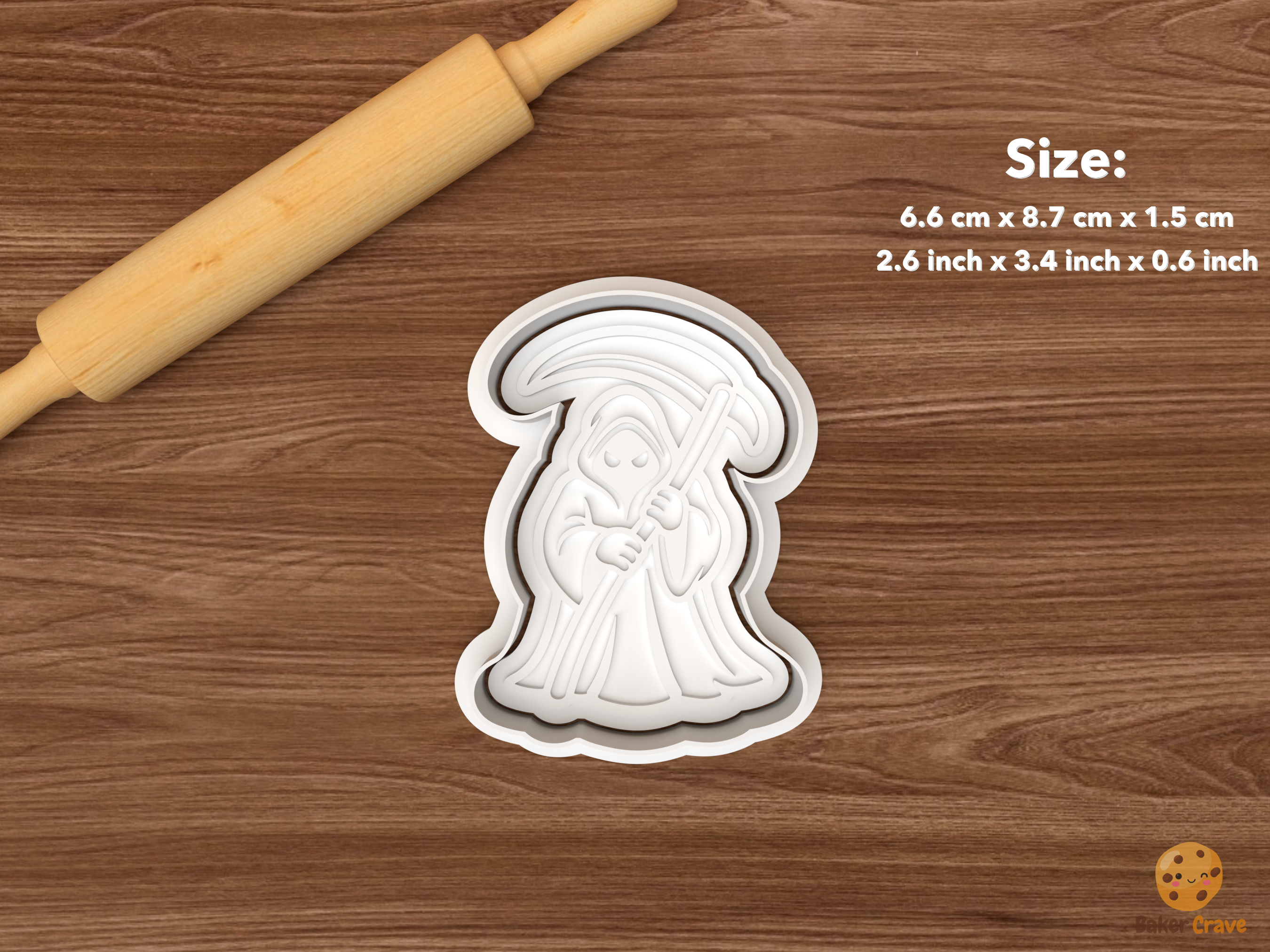 Halloween Grim Reaper Cookie Cutter Set STL File - single grim reaper with scythe