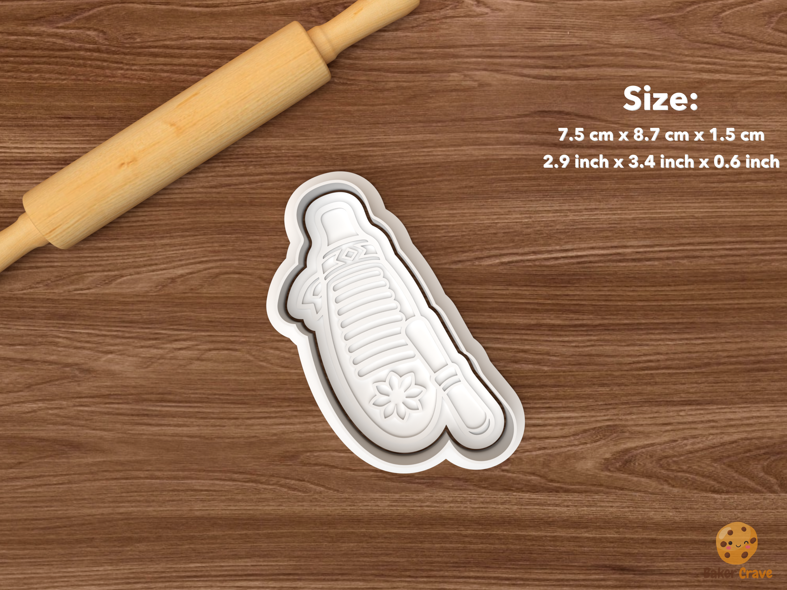 Puerto Rican Parranda Christmas Cookie Cutter Set STL File - single guiro with scraper