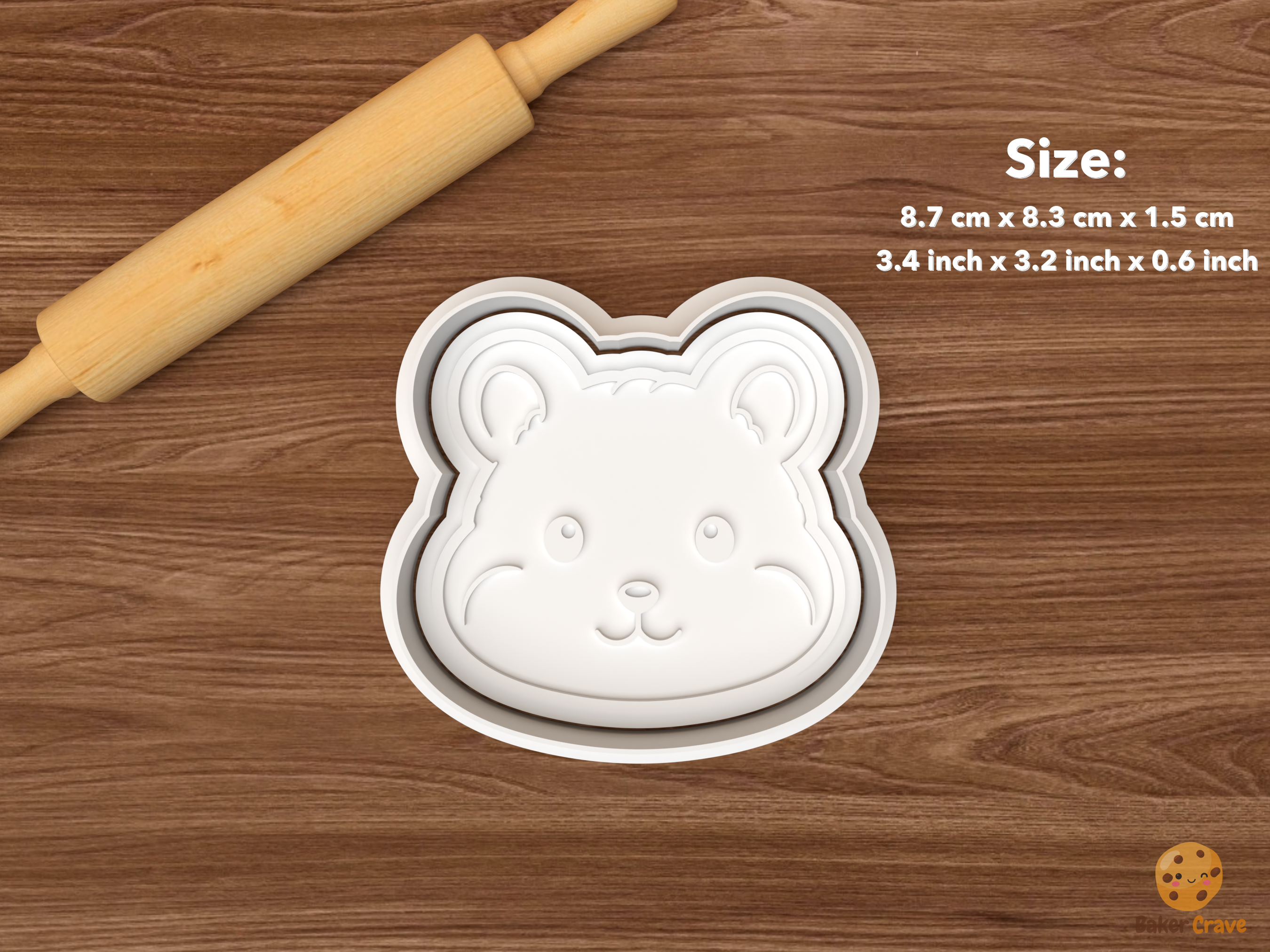 Hamster Cookie Cutter Set STL File - single hamster face