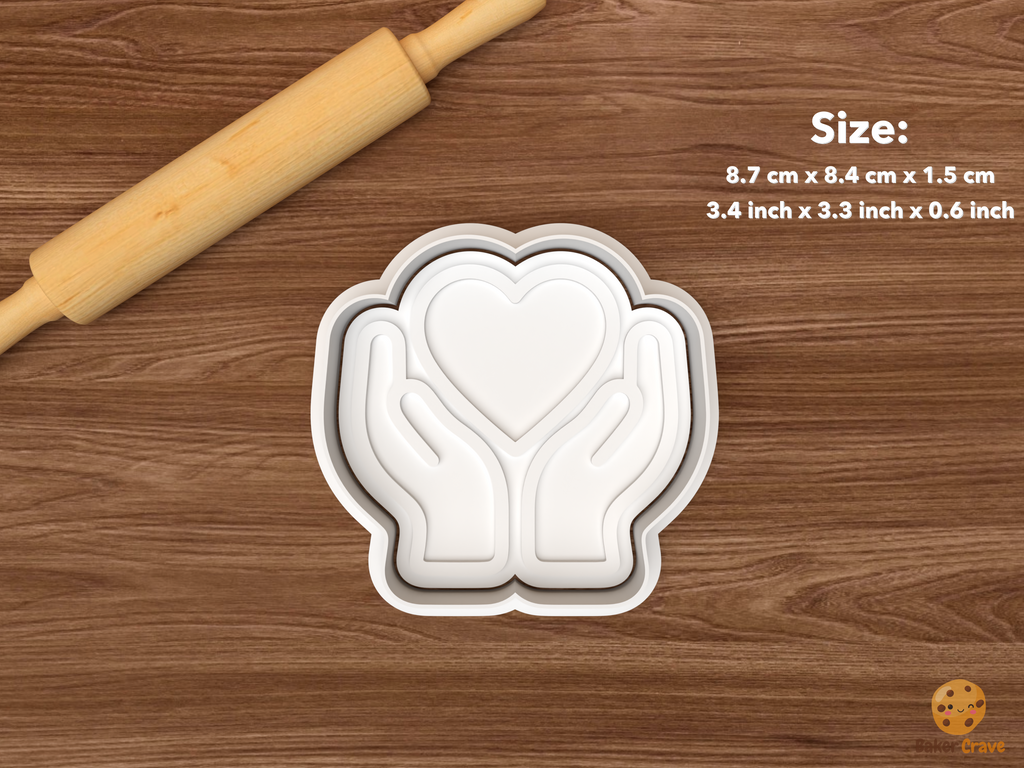 Calm Mind Awareness Cookie Cutter Set STL File - single hands holding heart