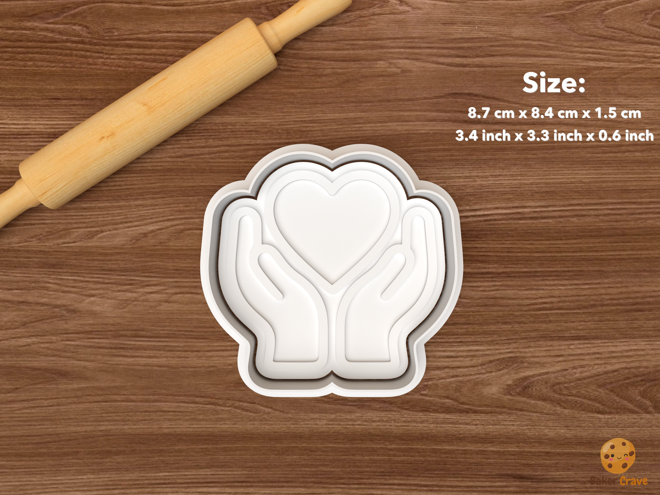 Calm Mind Awareness Cookie Cutter Set STL File - single hands holding heart