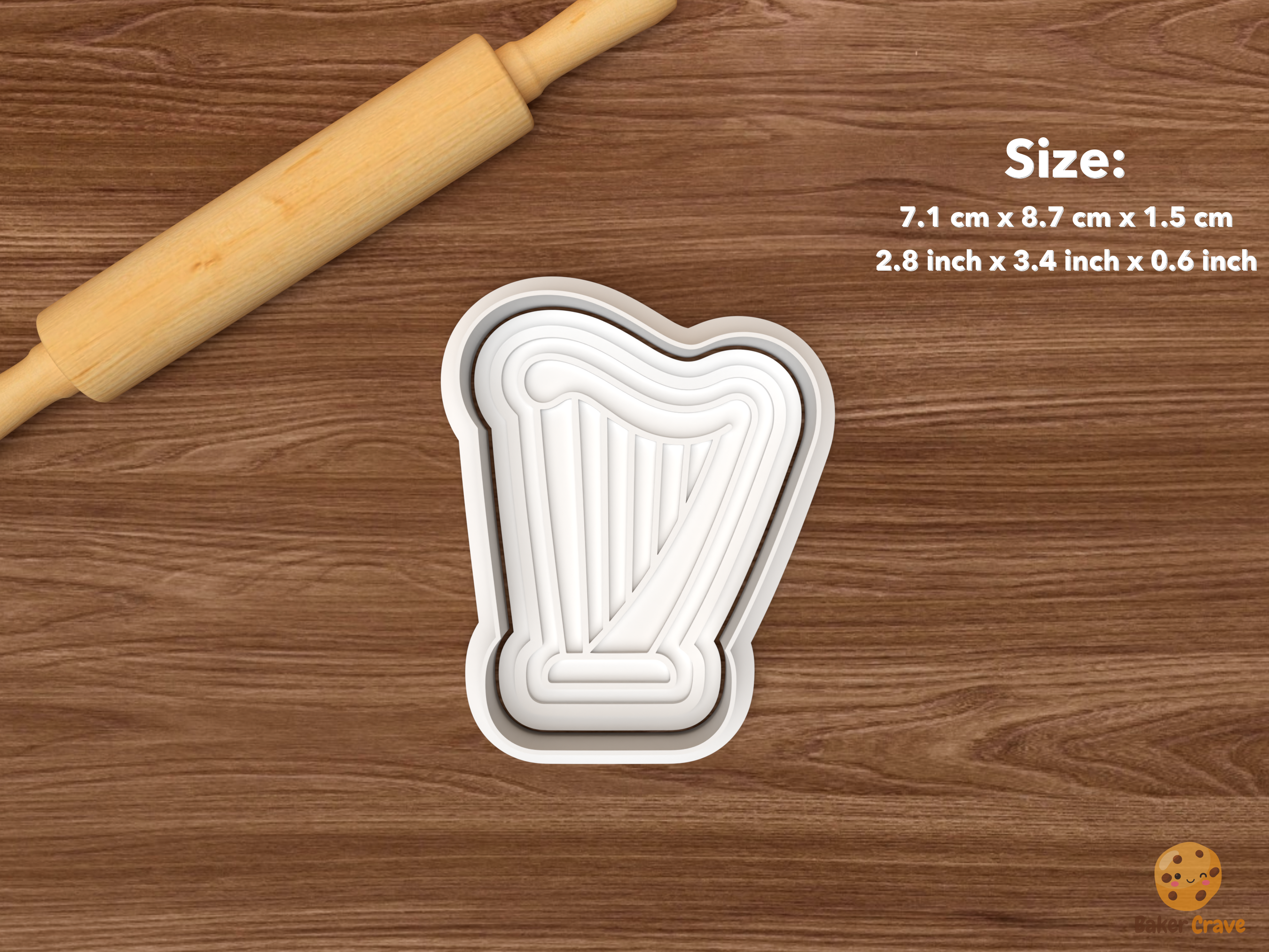 Irish Pub Cookie Cutter Set STL File - single harp