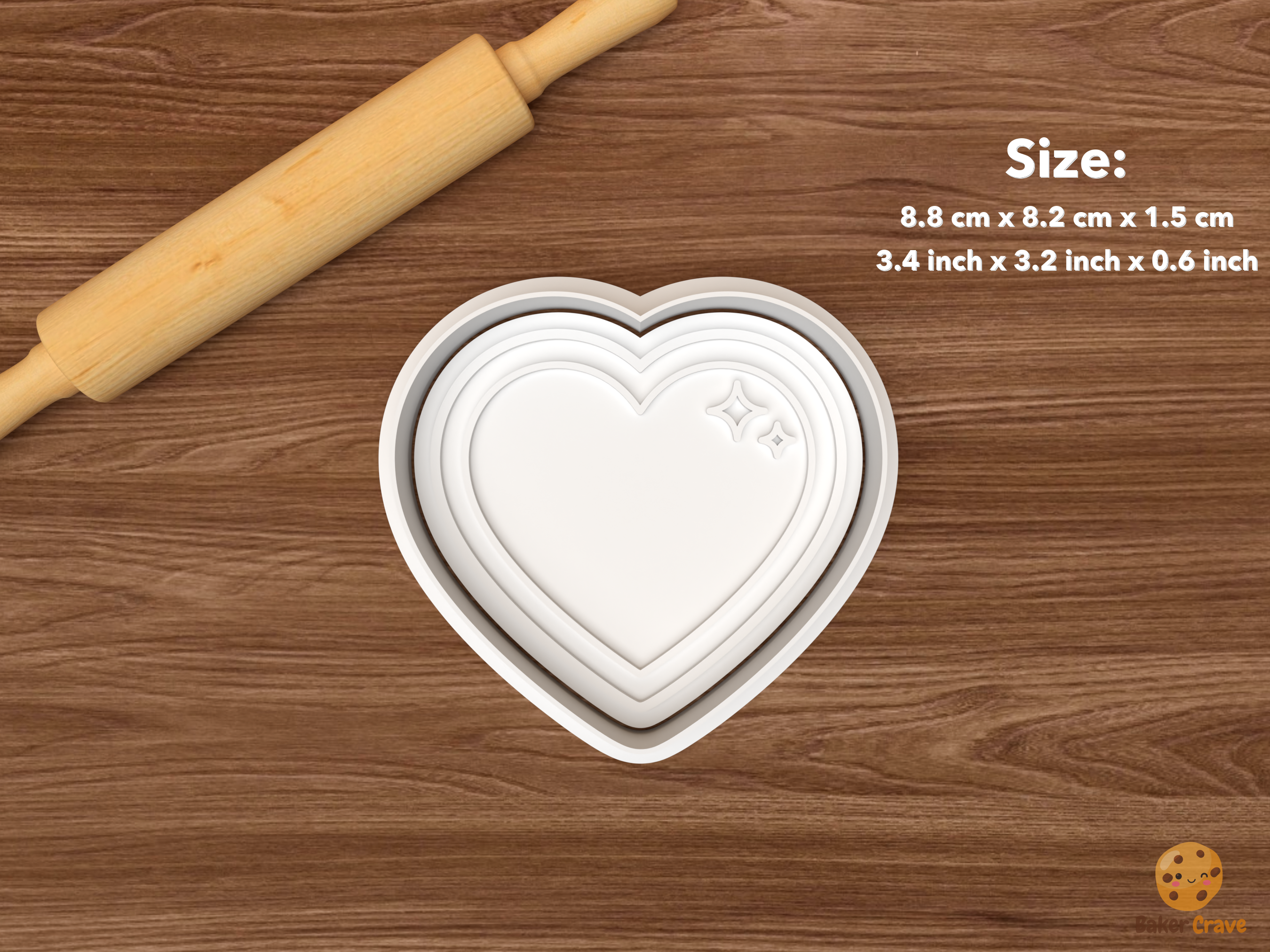 Pilates Wellness Cookie Cutter Set STL File - single heart plaque
