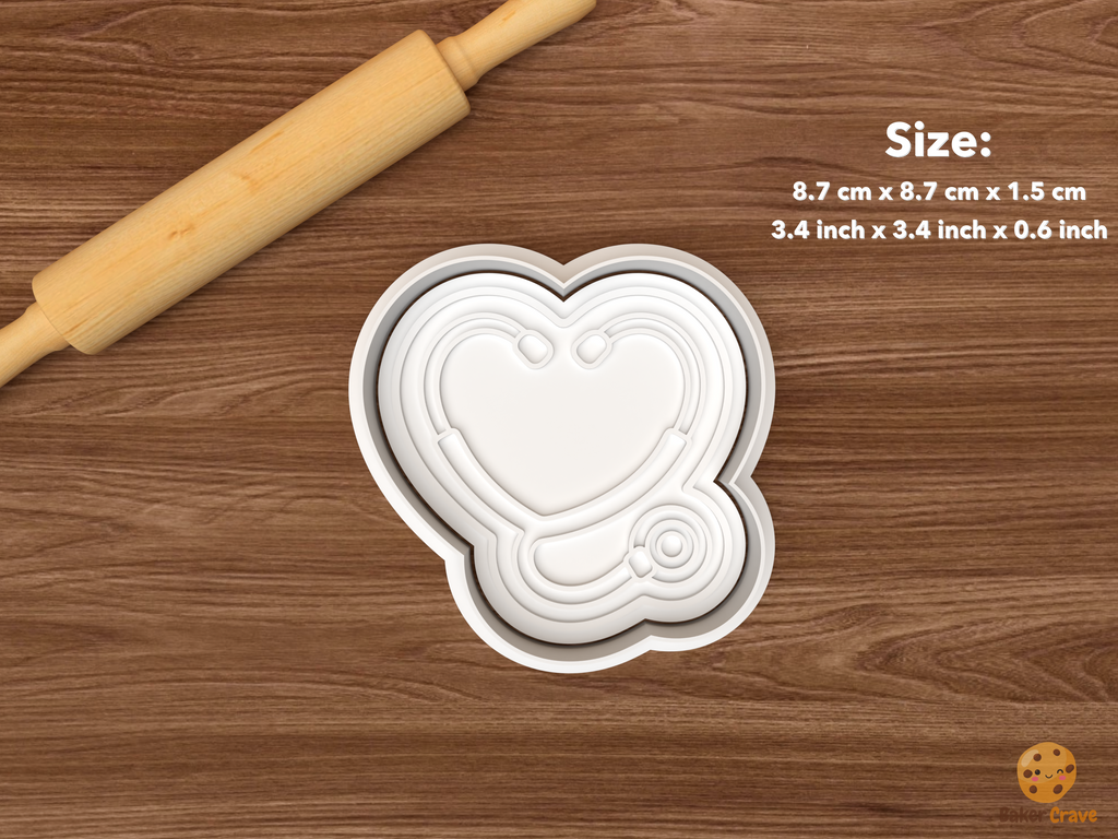 RN Graduation Cookie Cutter Set STL File - single heart stethoscope