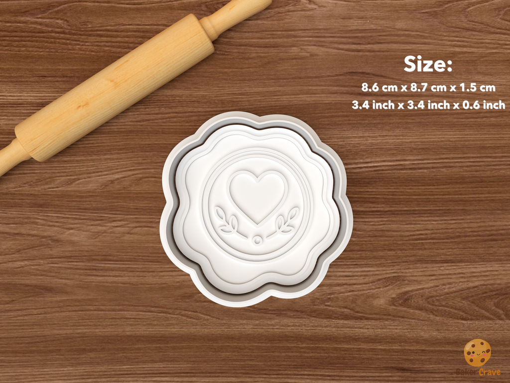 Love Letter Stationery Cookie Cutter Set STL File - single heart wax seal