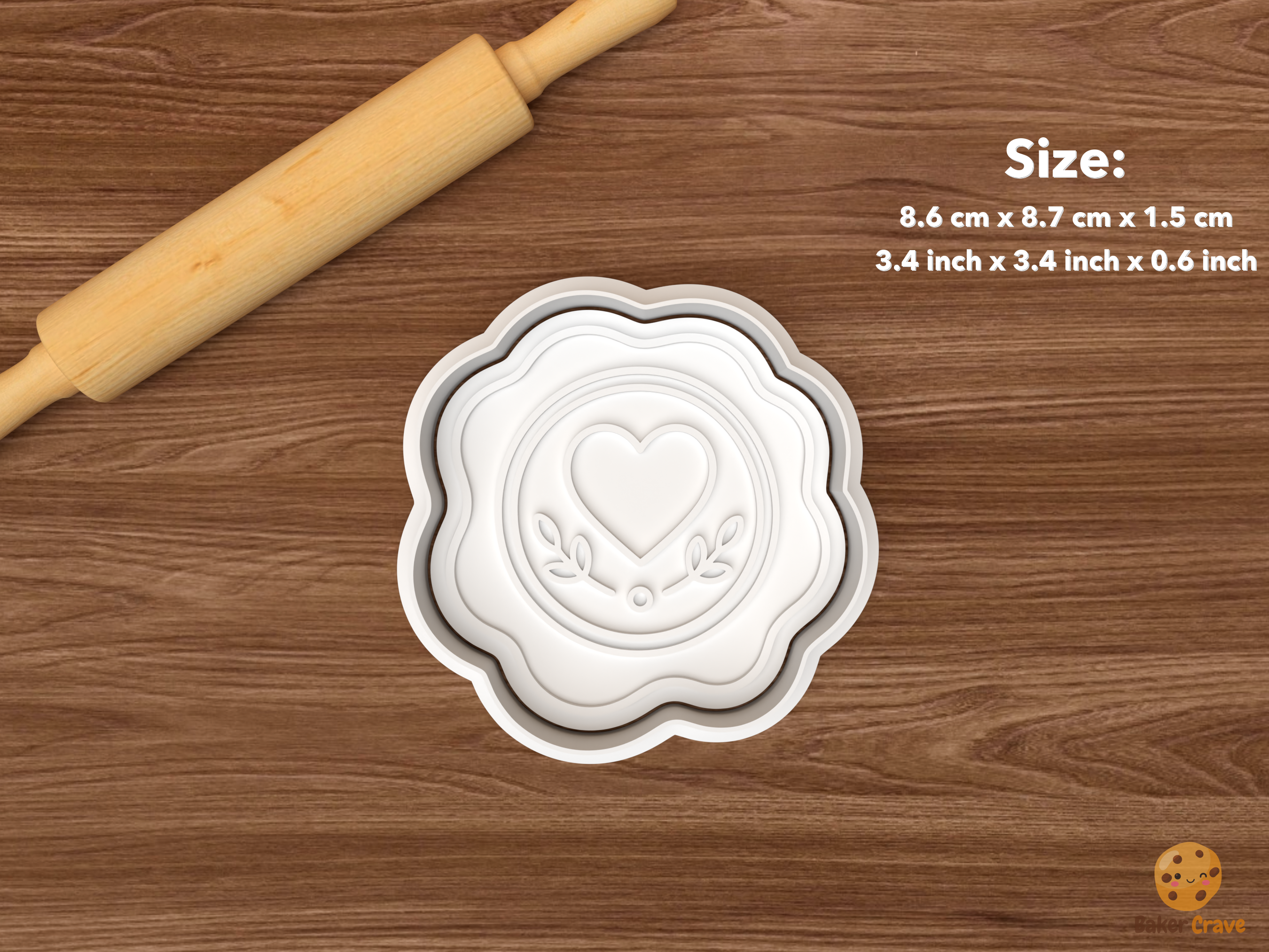 Love Letter Stationery Cookie Cutter Set STL File - single heart wax seal