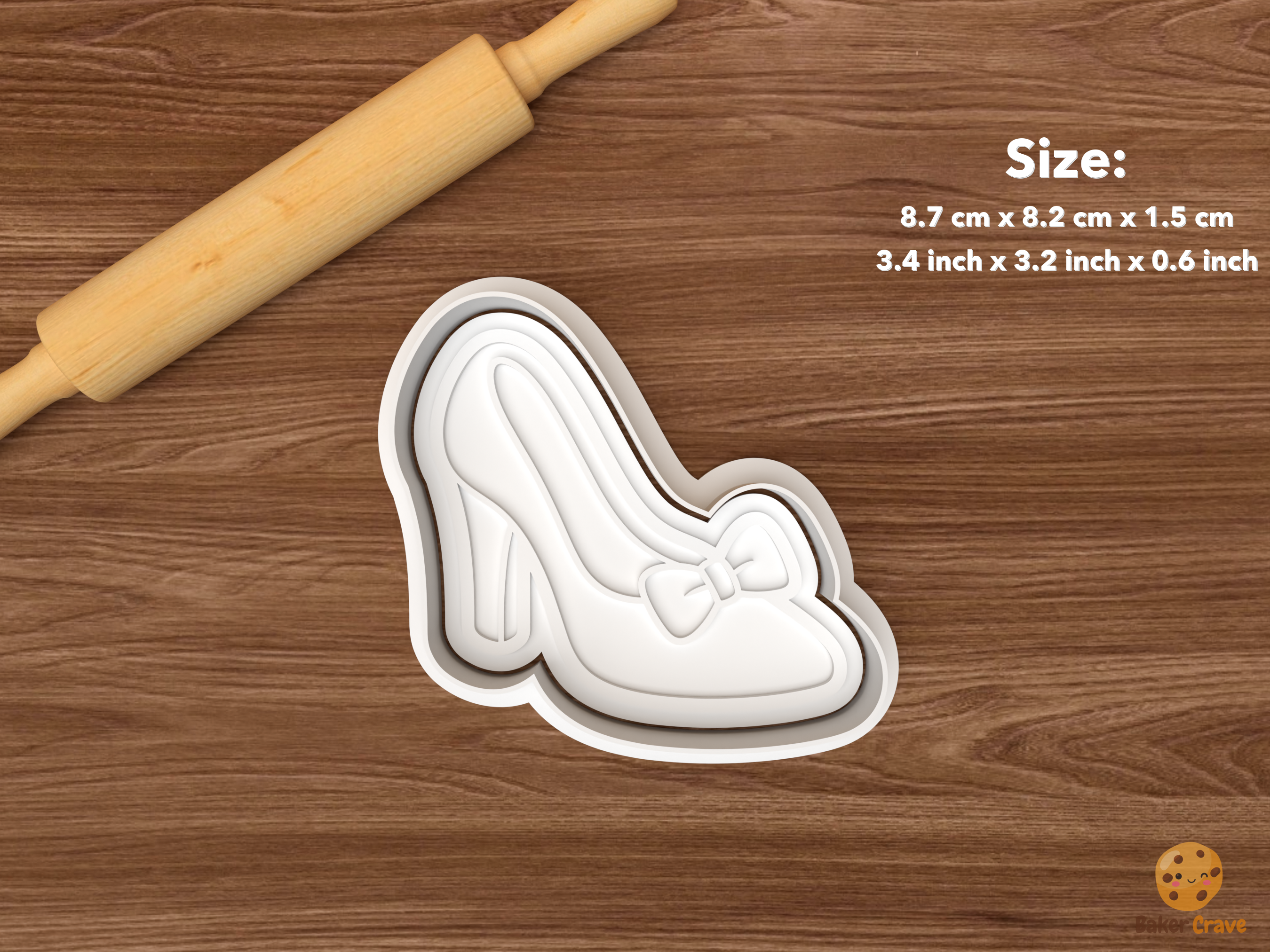 Bridal Dress Fitting Cookie Cutter Set STL File - single high heel shoe