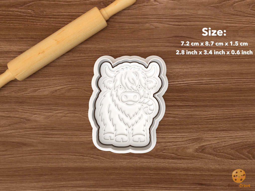Christmas Highland Cow Cookie Cutter Set STL File