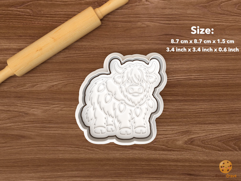 Christmas Highland Cow Cookie Cutter Set STL File