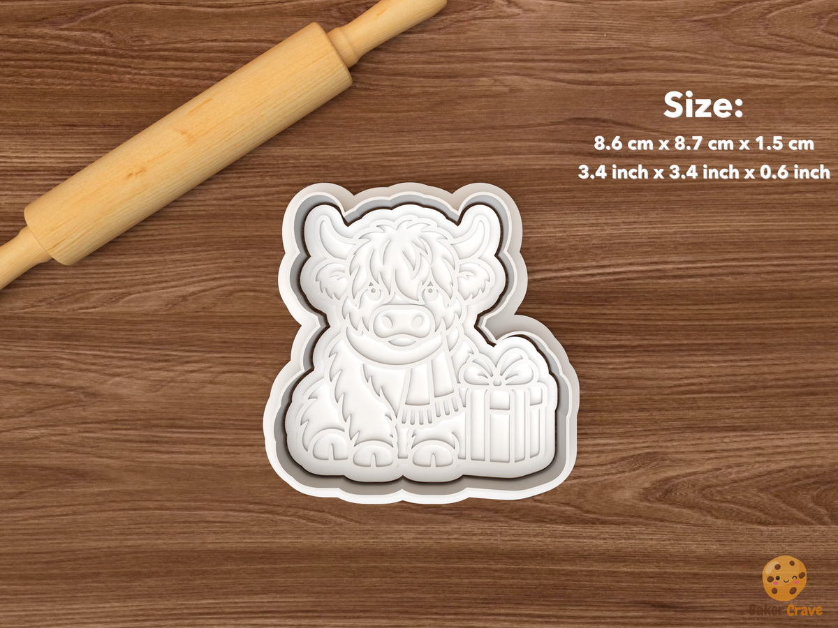Christmas Highland Cow Cookie Cutter Set