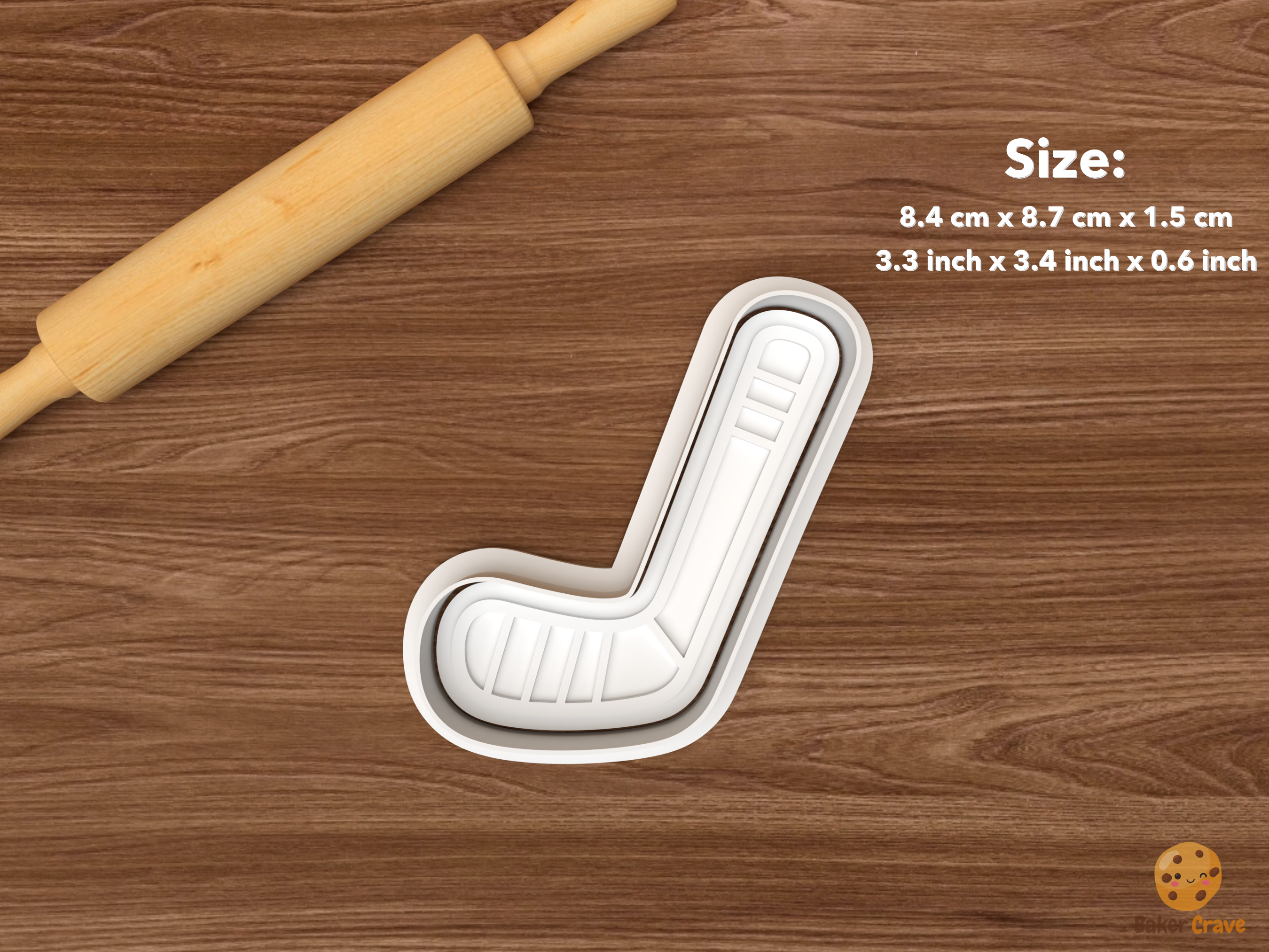 Hockey Sports Cookie Cutter Set STL File - single hockey stick