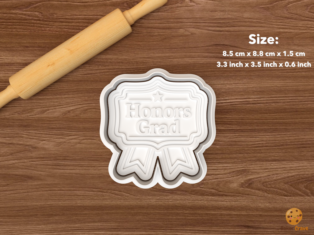 Honors Grad Graduation Cookie Cutter Set STL File - single honors grad plaque