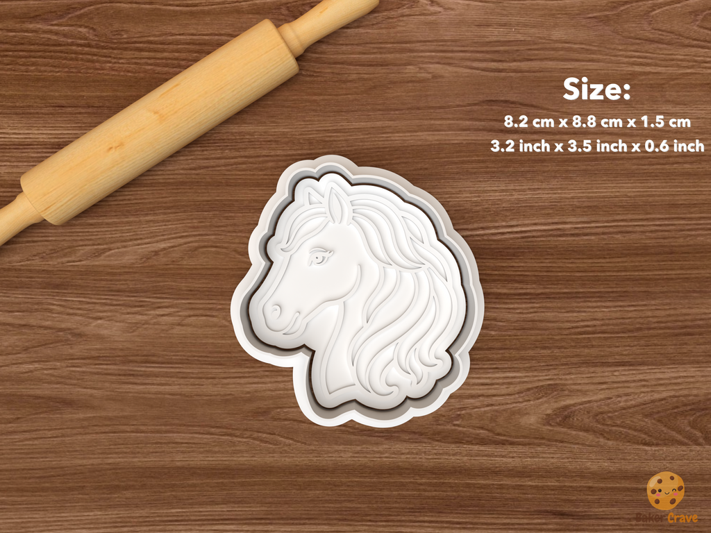 Horse Cookie Cutter Set STL File - single horse head