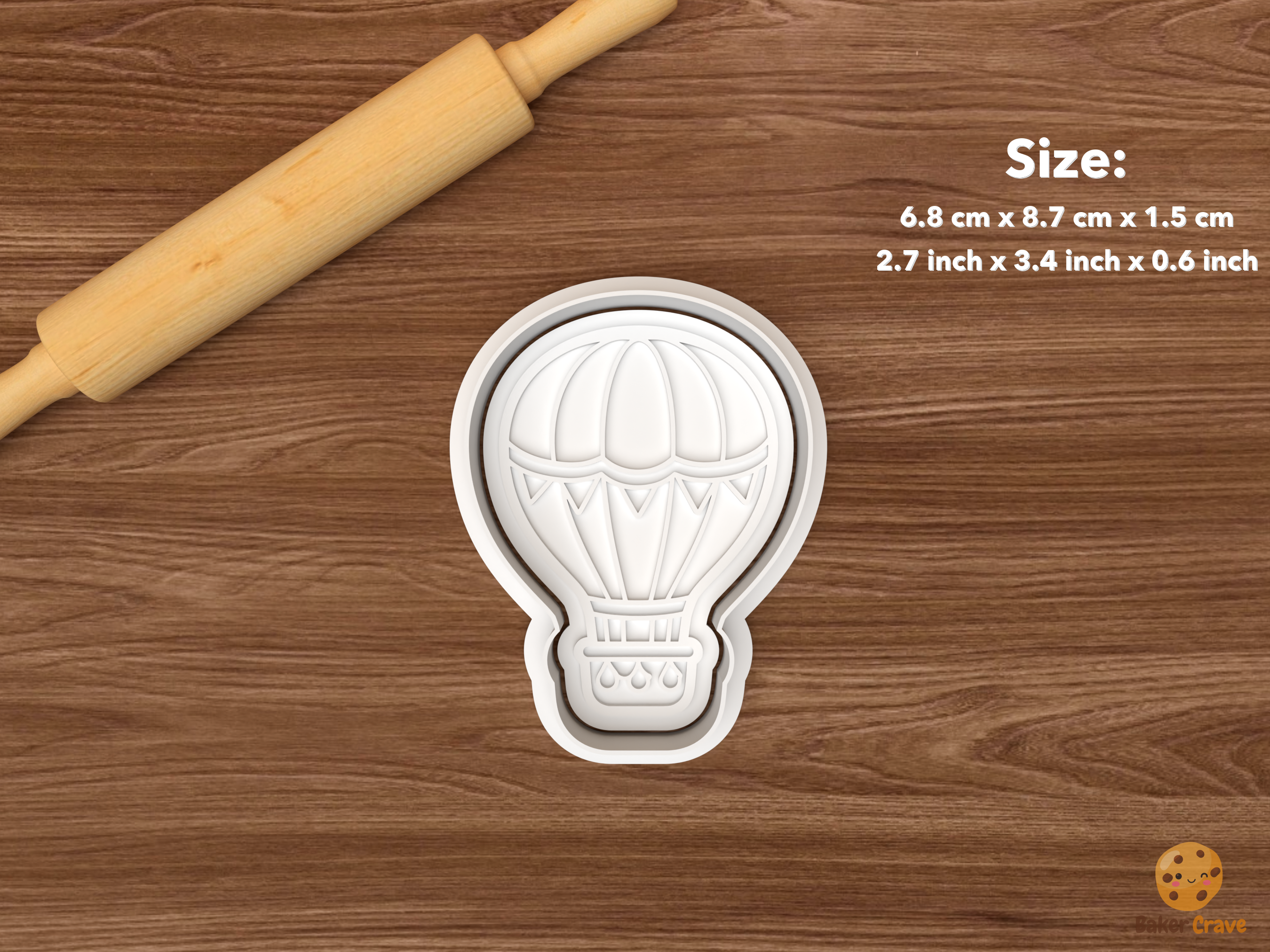 Whimsical Adventure Cookie Cutter Set STL File - single hot air balloon