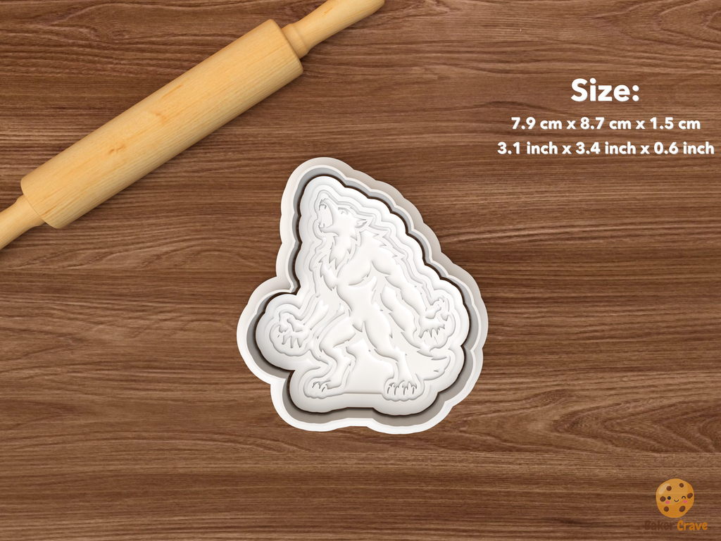 Halloween Werewolf Cookie Cutter Set STL File - single howling werewolf