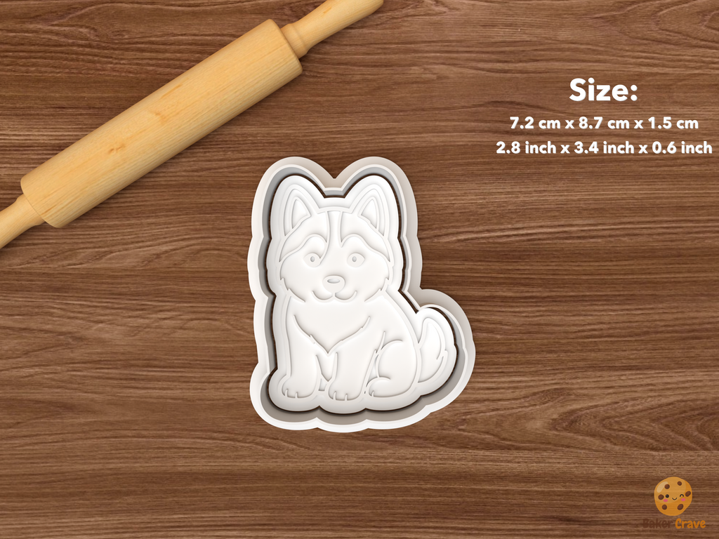 Husky Dog Cookie Cutter Set STL File - single husky puppy