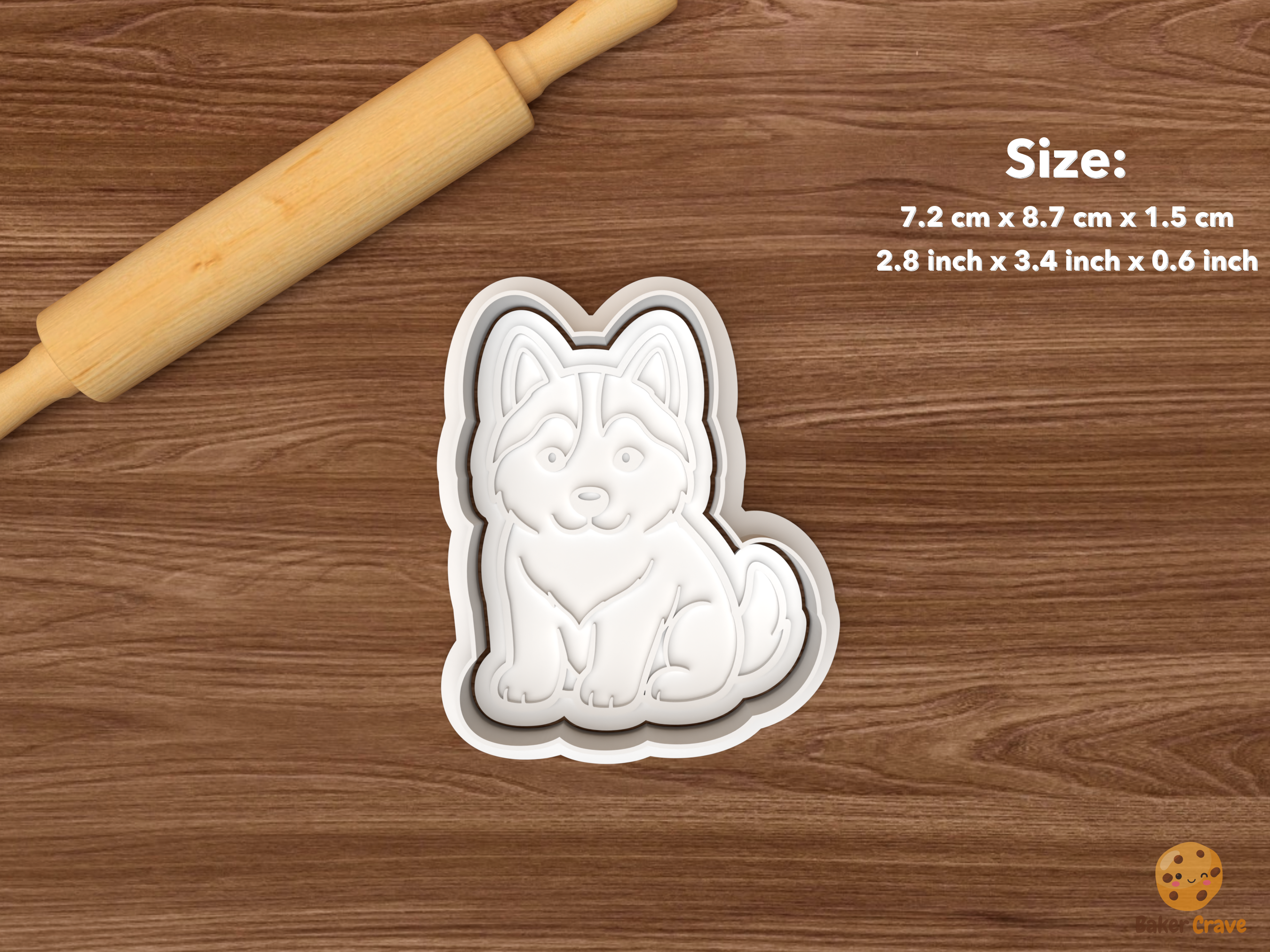 Husky Dog Cookie Cutter Set STL File - single husky puppy