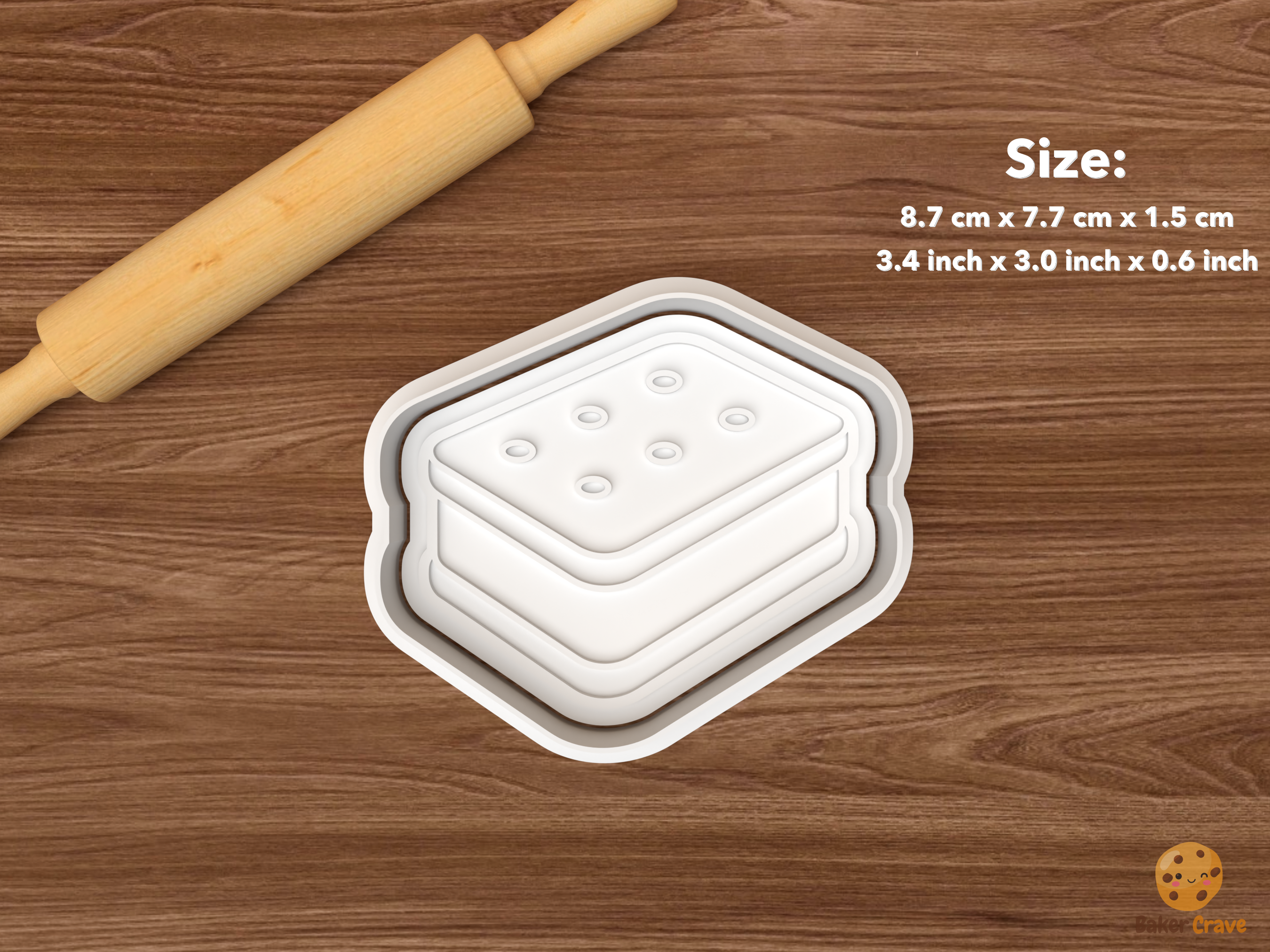 Ice Cream Social Cookie Cutter Set STL File - single ice cream sandwich