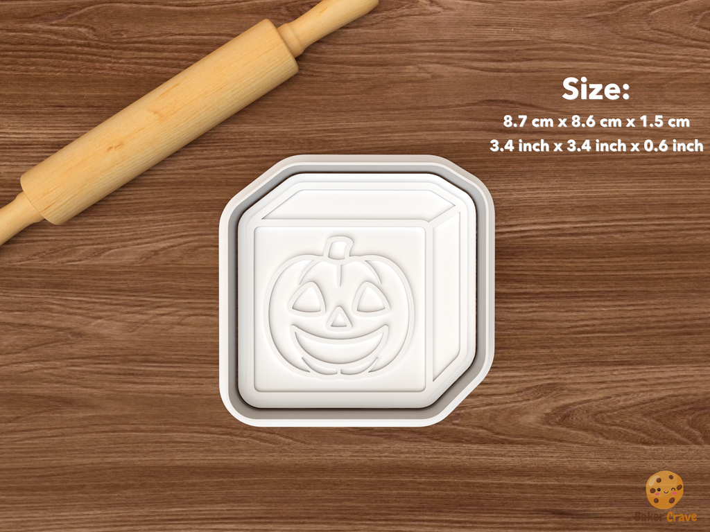 Halloween Tabletop Dice Cookie Cutter Set STL File - single jack o lantern d6 die
