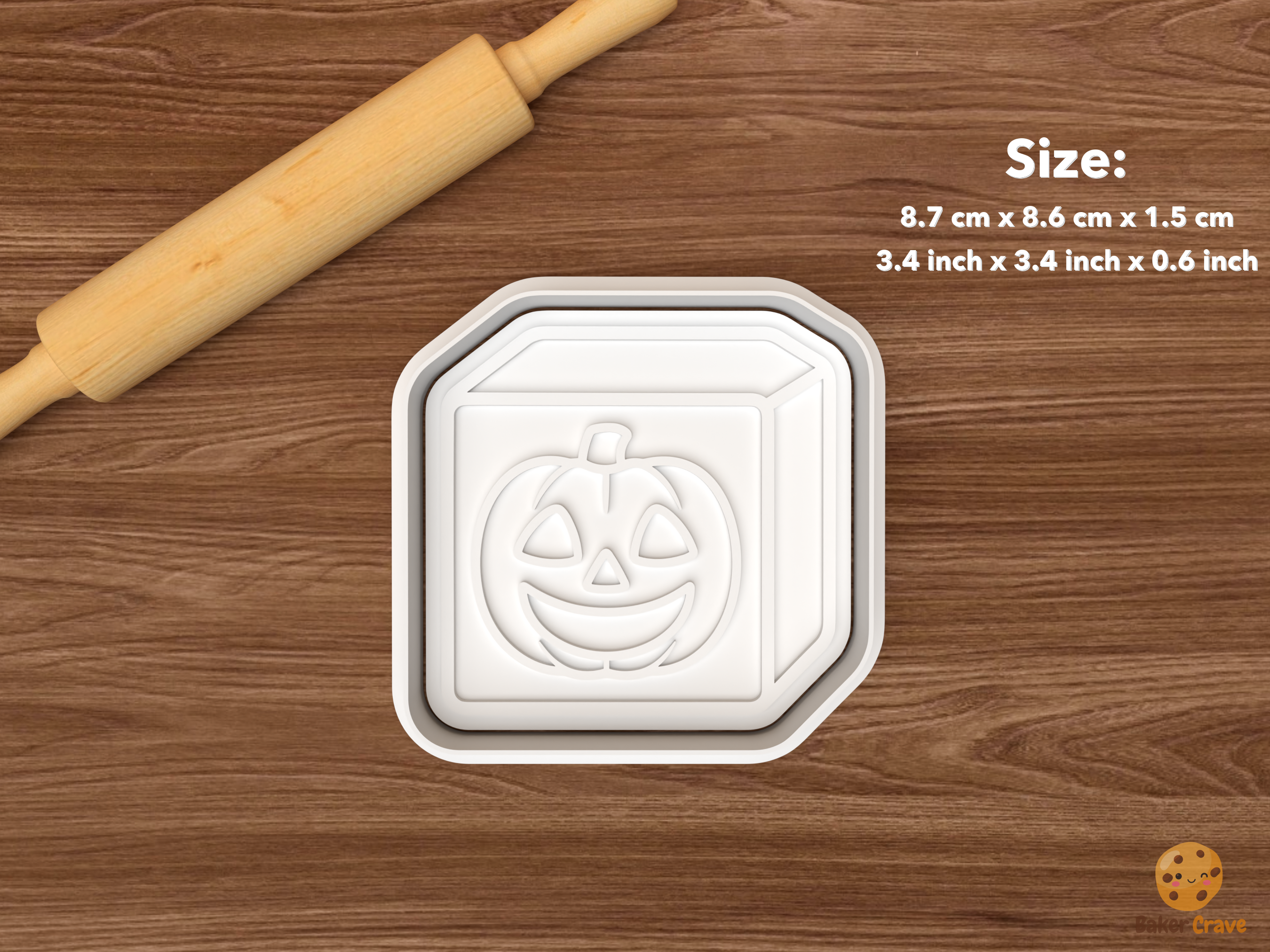 Halloween Tabletop Dice Cookie Cutter Set STL File - single jack o lantern d6 die