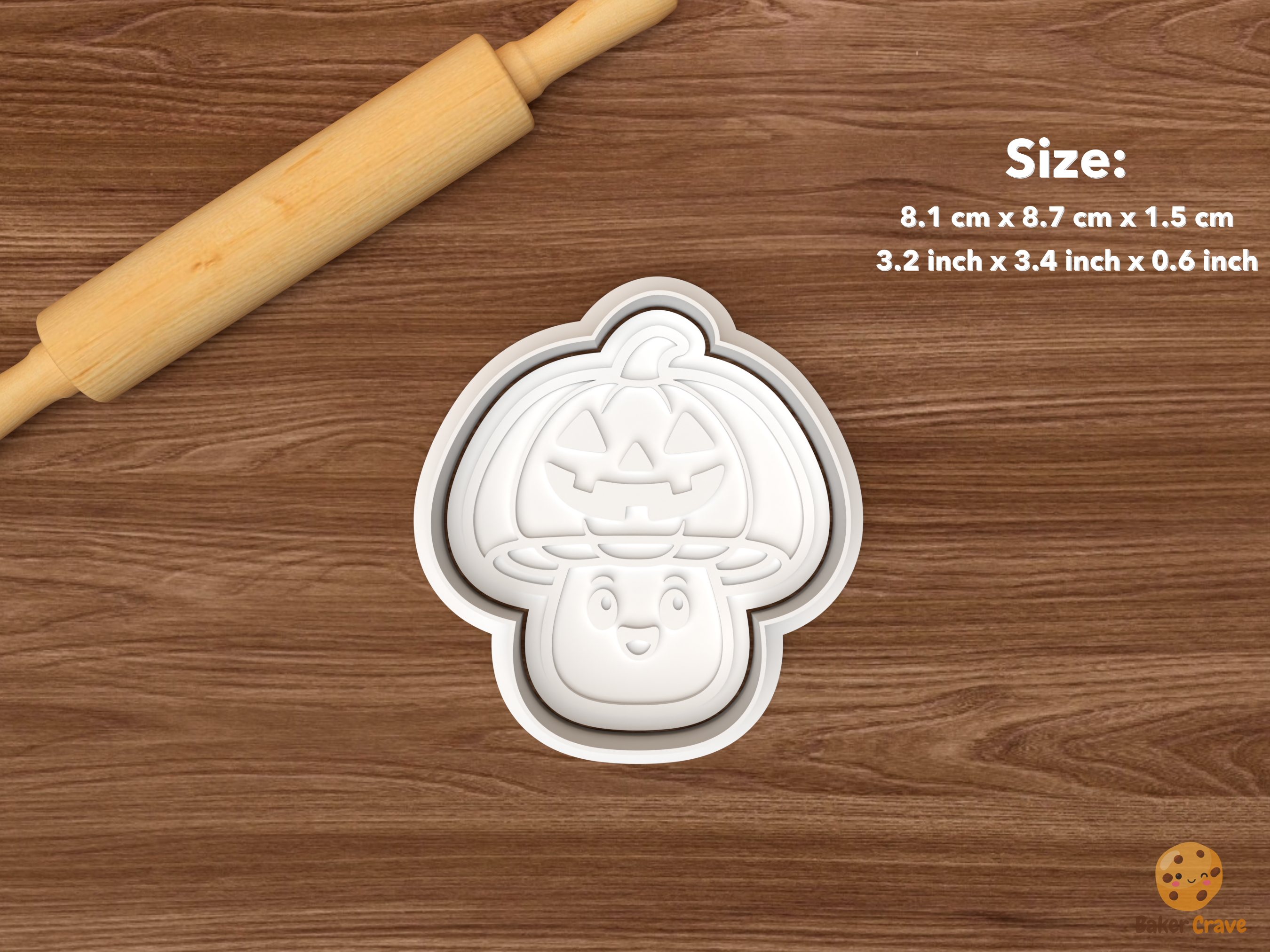 Halloween Spooky Mushroom Cookie Cutter Set STL File - single jack o lantern mushroom