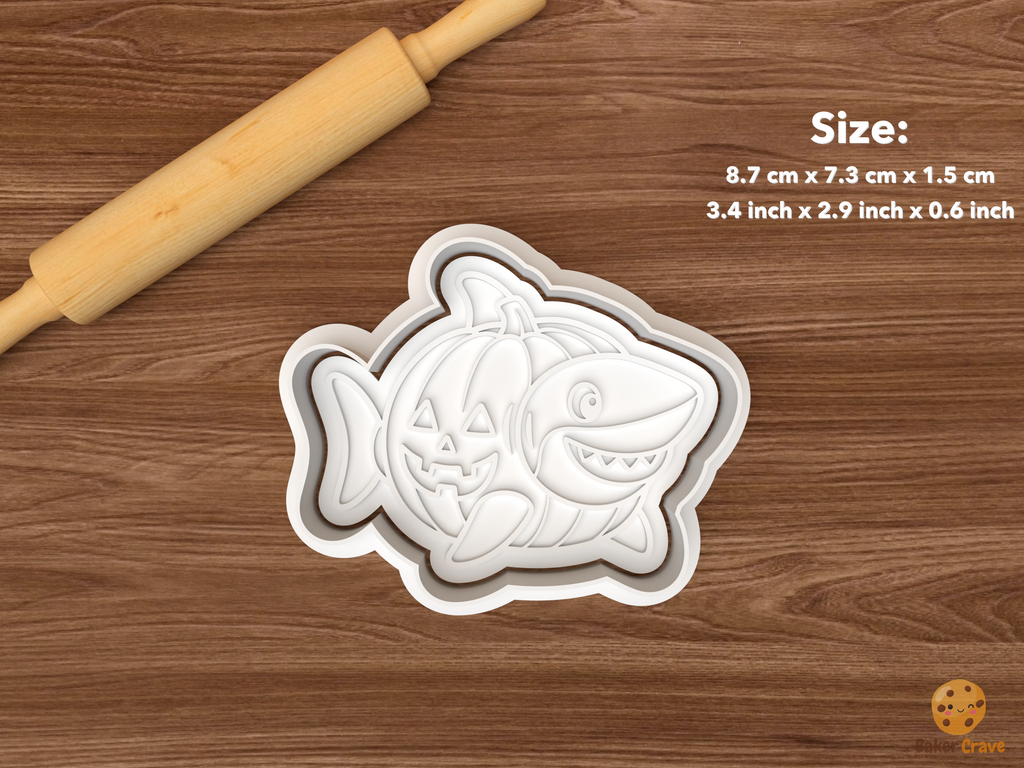Halloween Shark Cookie Cutter Set STL File - single jack o lantern shark