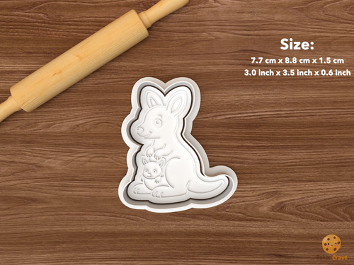 Australian Animals Cookie Cutter Set STL File - single kangaroo with joey