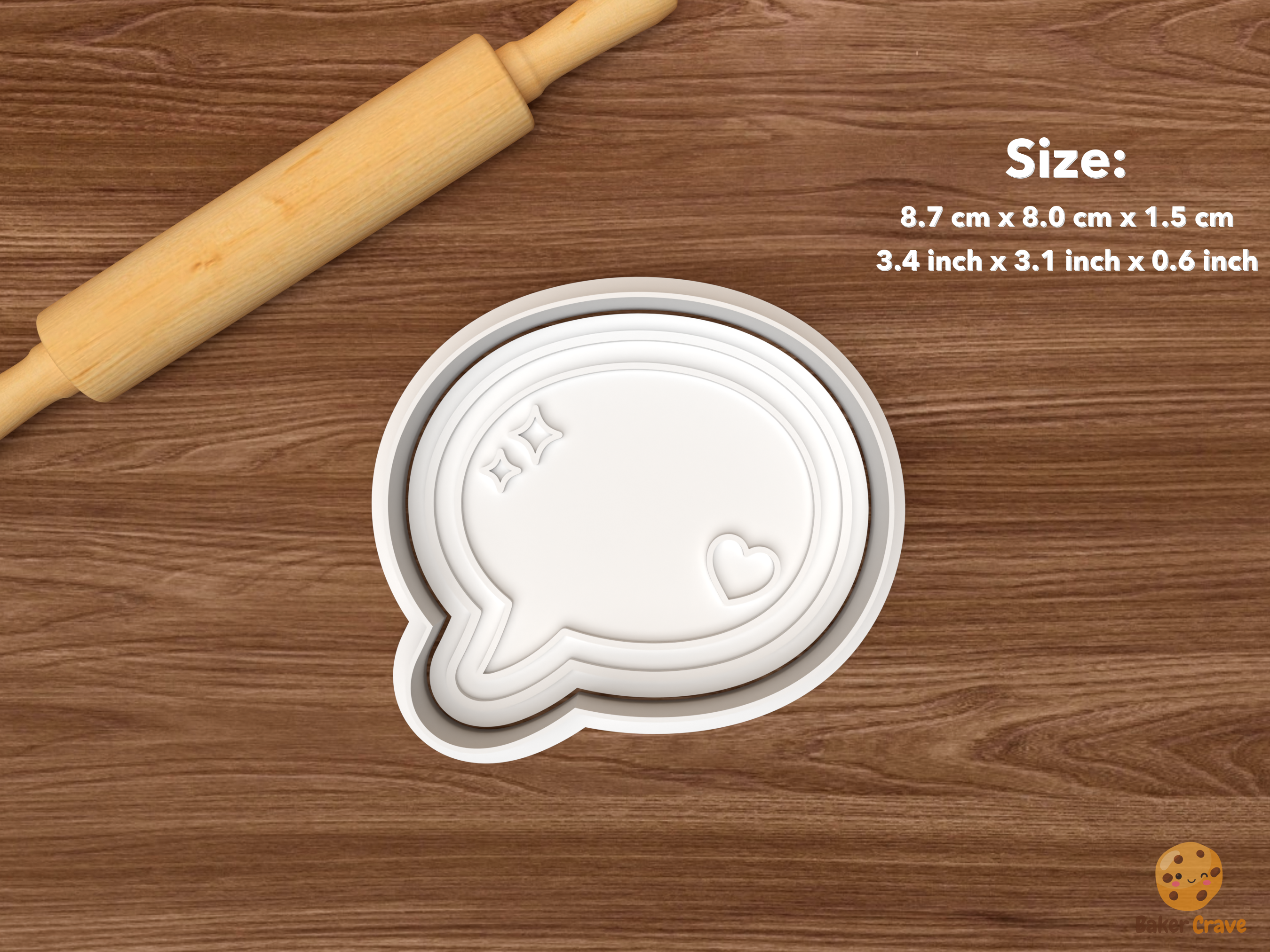 Kawaii Anime Cookie Cutter Set STL File - single kawaii speech bubble