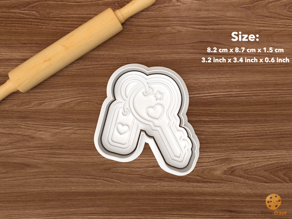 First Apartment Cookie Cutter Set STL File - single keys with heart tag