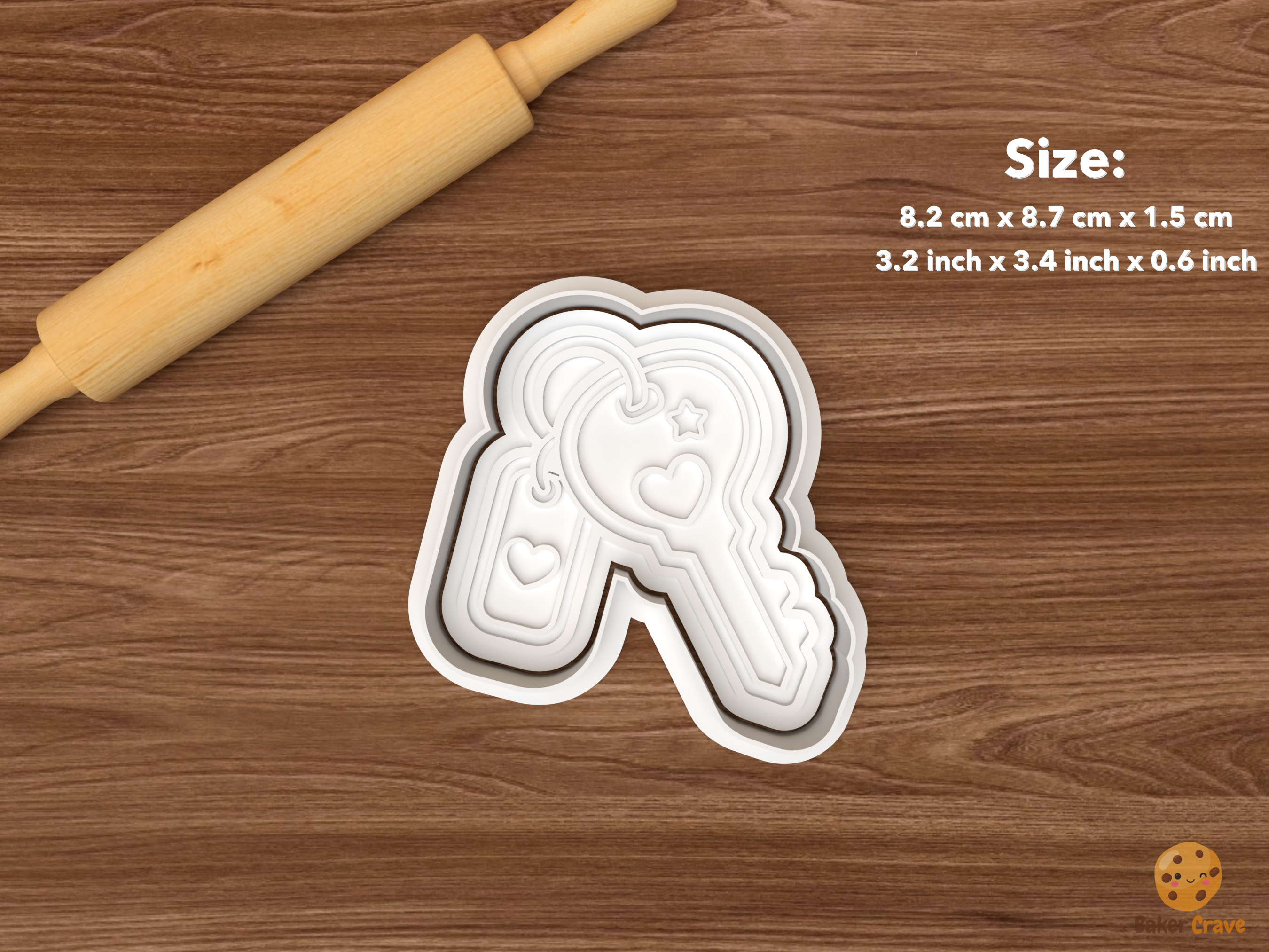 First Apartment Cookie Cutter Set STL File - single keys with heart tag