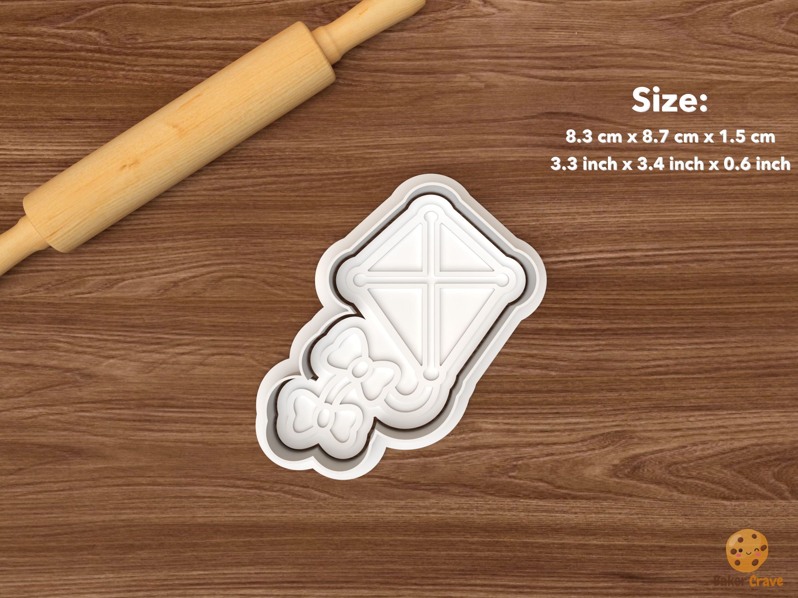 Kids Art Day Cookie Cutter Set STL File - single kite with bows