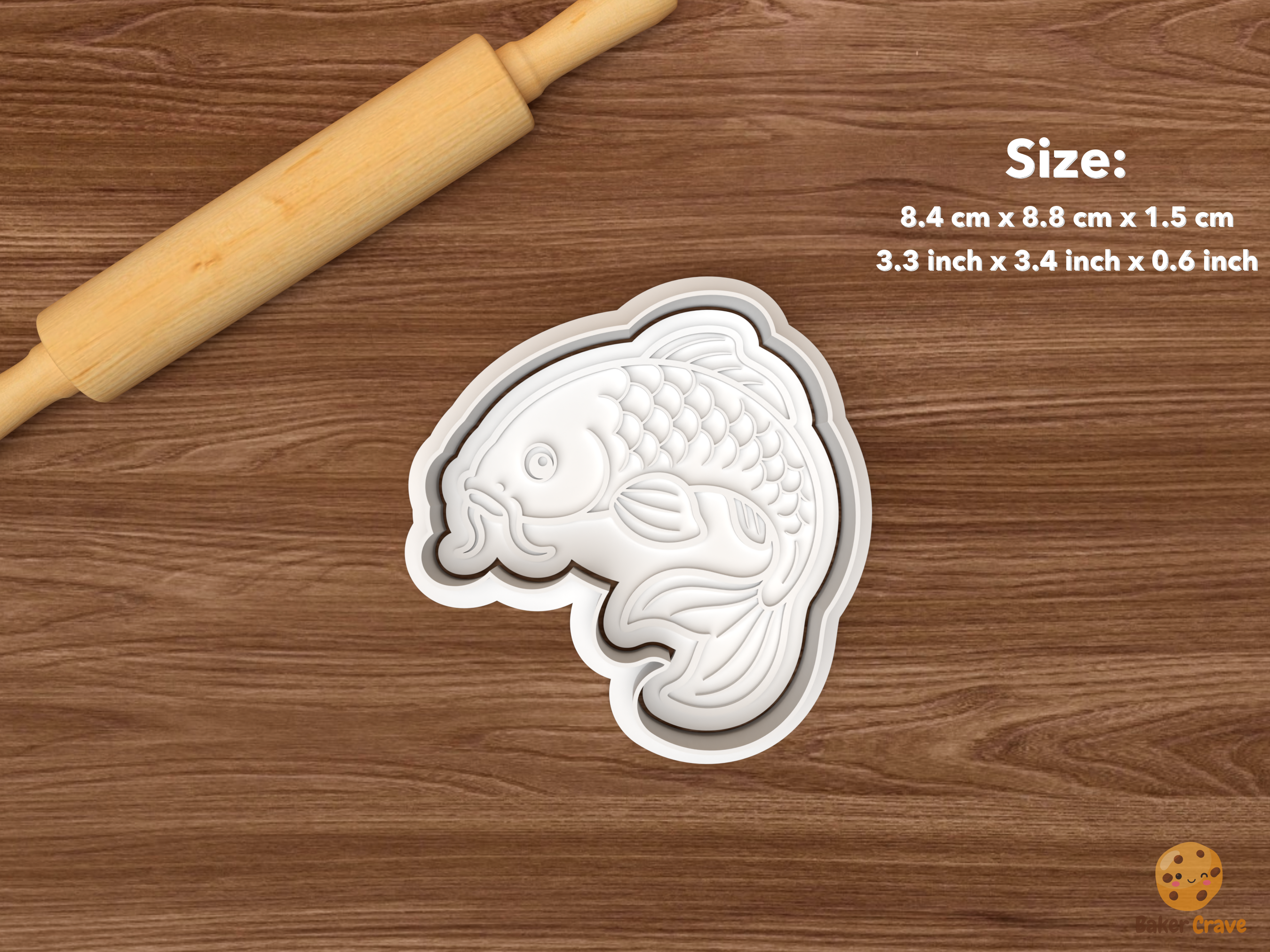 Ornamental Fish Cookie Cutter Set STL File - single koi fish