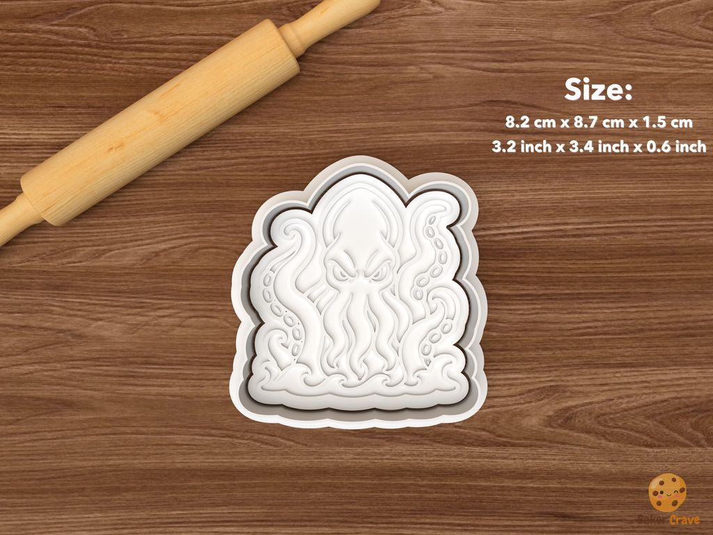 Halloween Kraken Cookie Cutter Set STL File - single kraken rising from waves