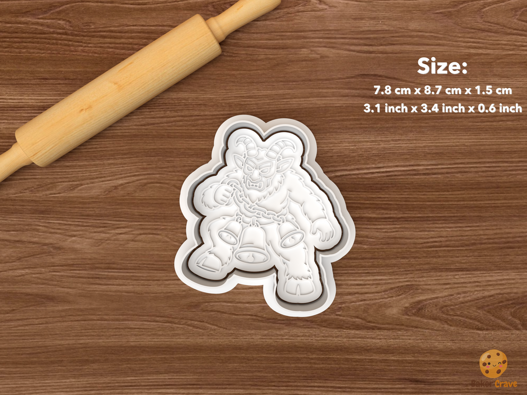 Krampus Night Christmas Cookie Cutter Set STL File - single krampus with chains and bells