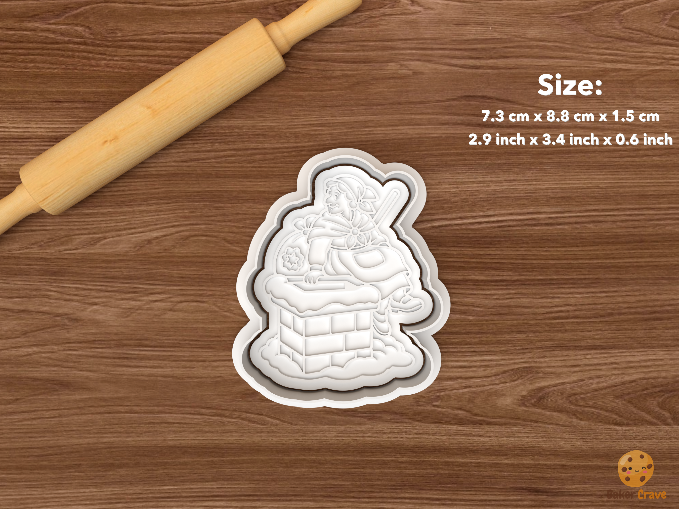 La Befana Christmas Cookie Cutter Set STL File - single la befana on chimney