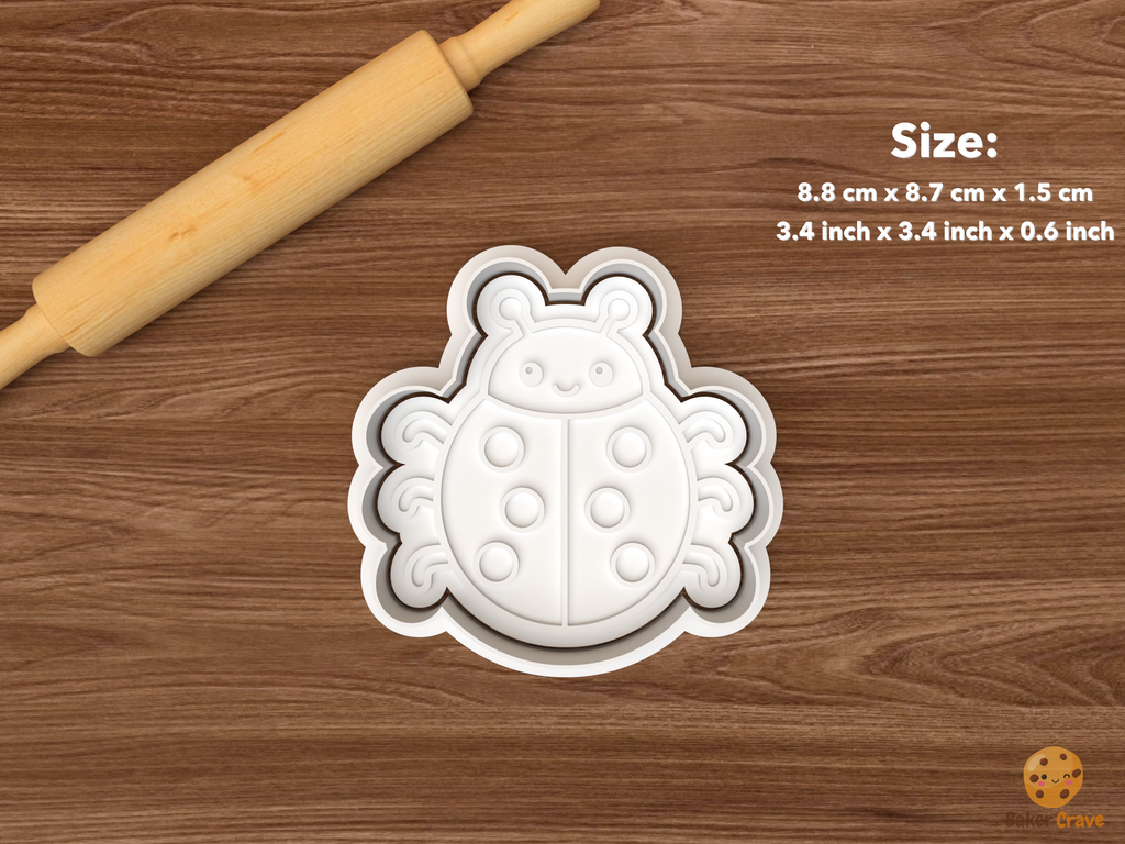 Cute Garden Bugs Cookie Cutter Set STL File - single ladybug